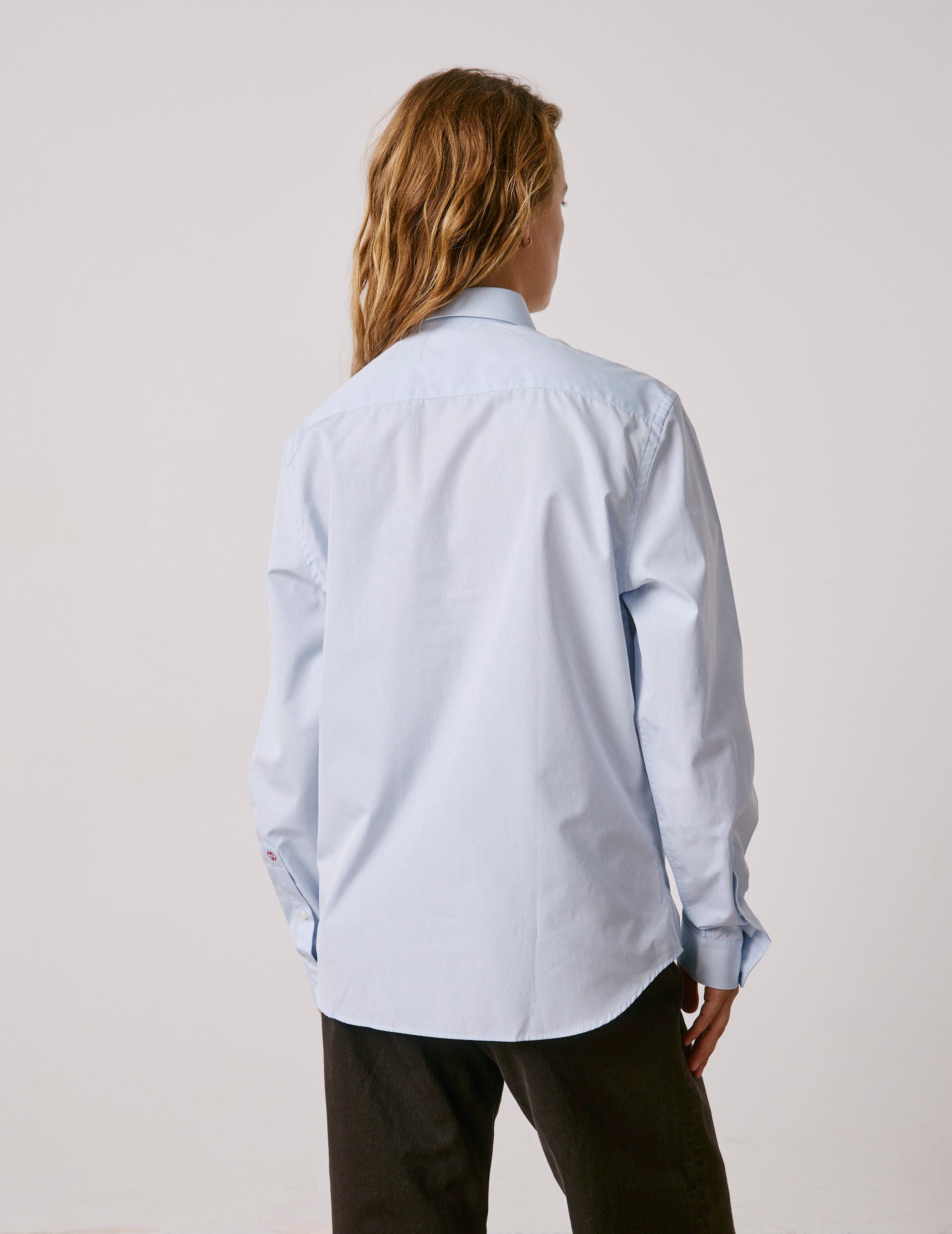 Chemise mixte "Je t'aime" bleue - Popeline - Col Figaret