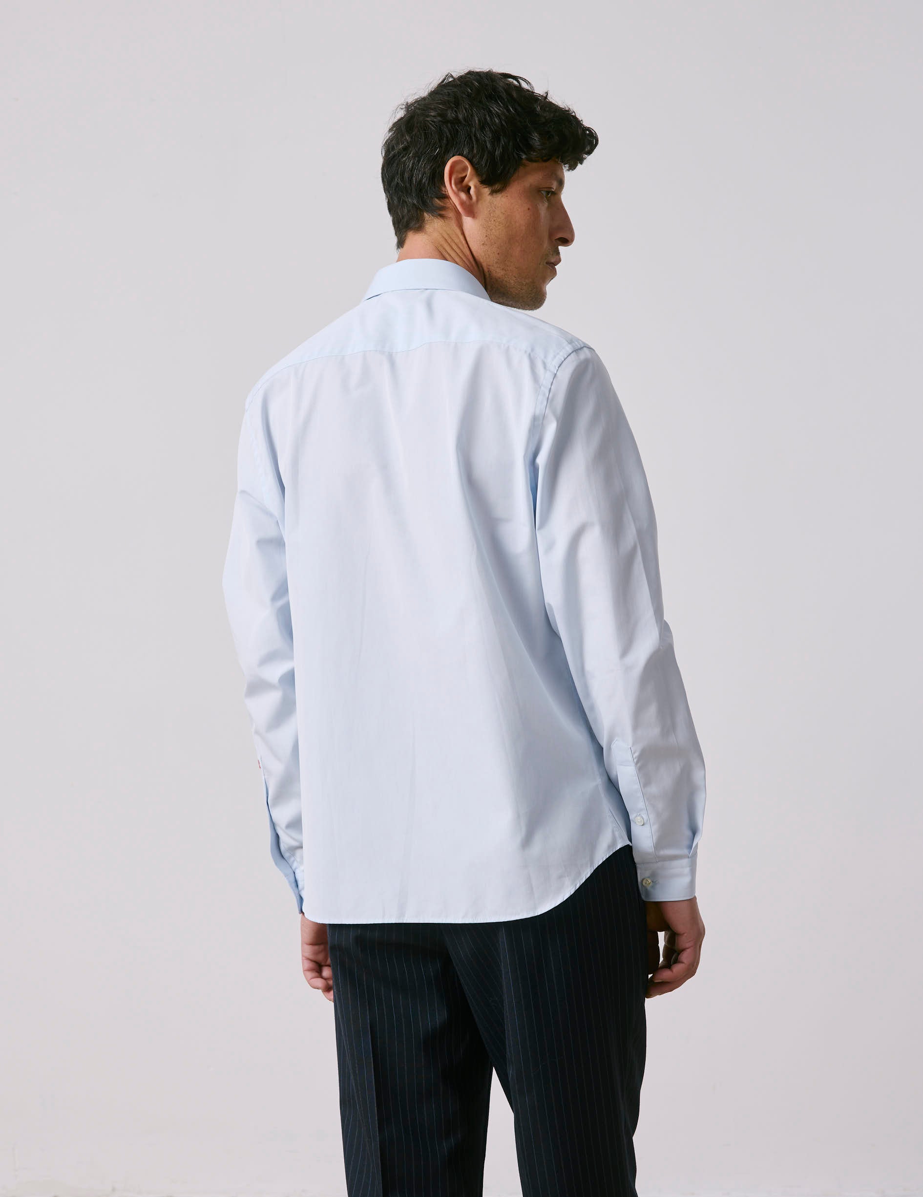 Chemise mixte "Je t'aime" bleue - Popeline - Col Figaret