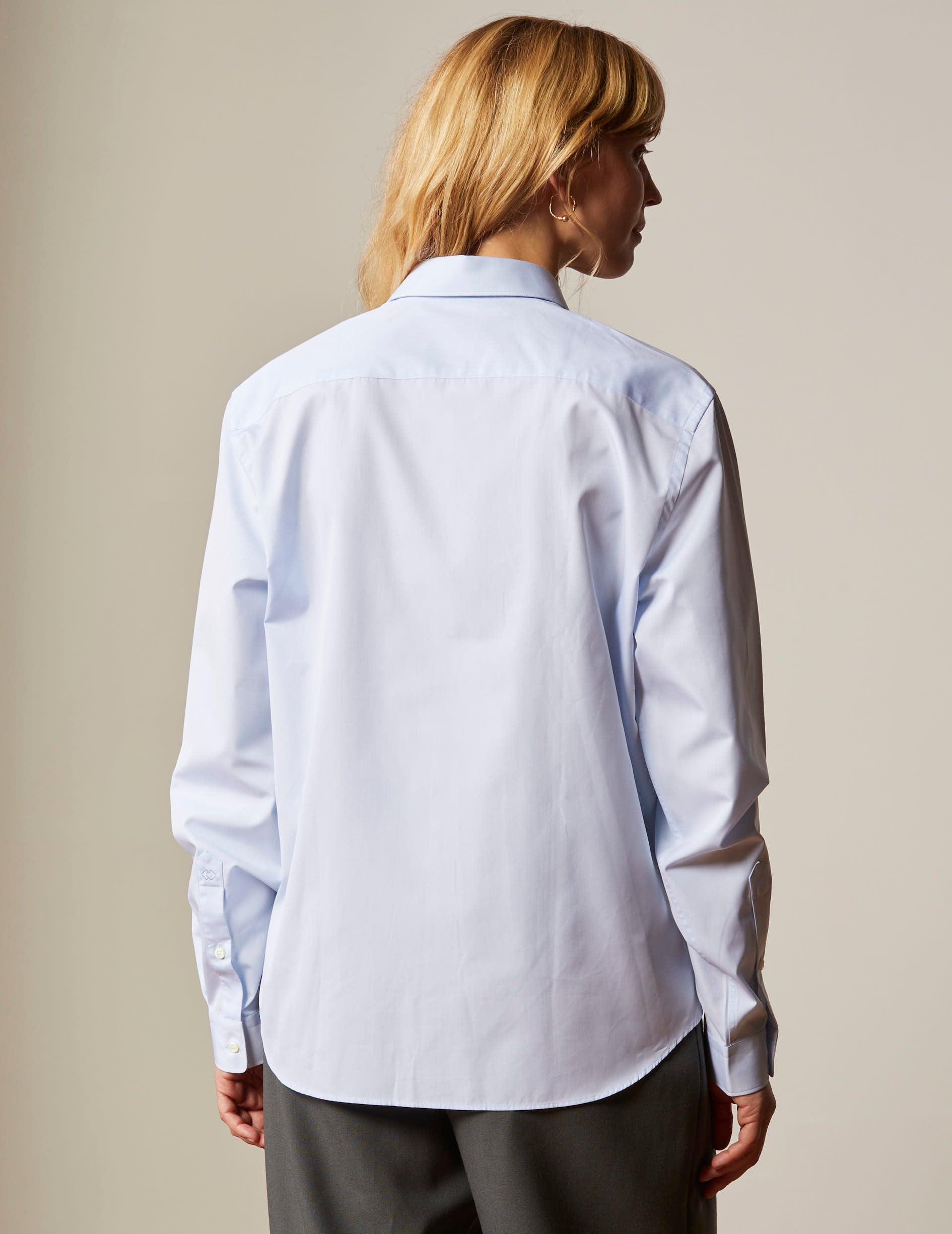 Blue "Je t'aime" shirt with red embroidery - Poplin - Figaret Collar