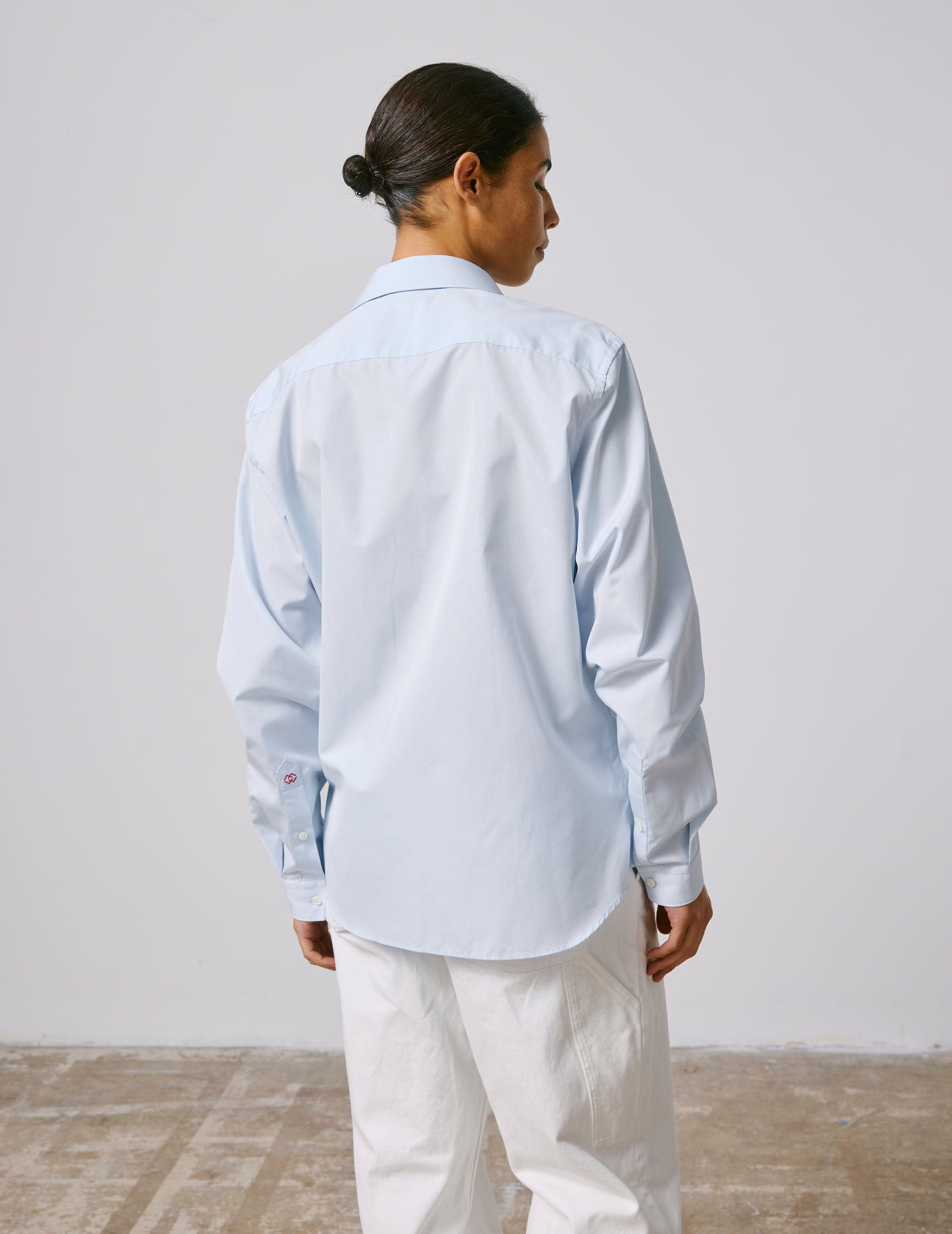 Chemise mixte "Je t'aime" bleue - Popeline - Col Figaret