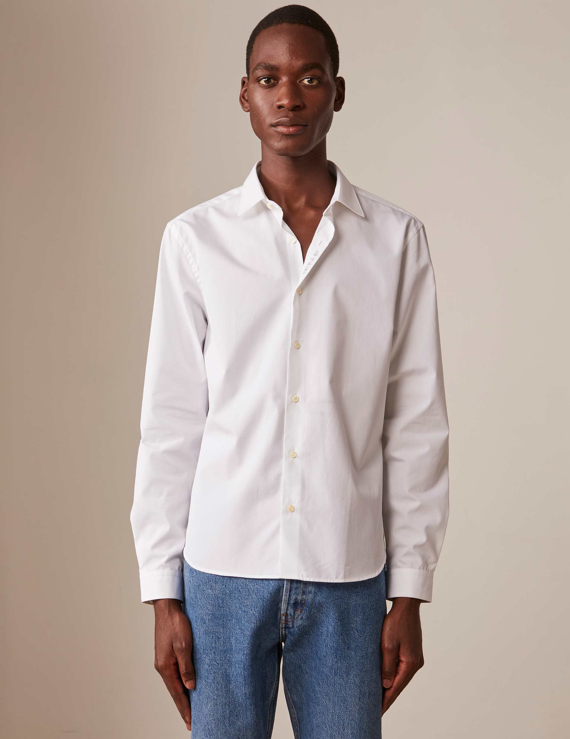 Chemise mixte "Je t'aime" blanche - Popeline - Col Figaret