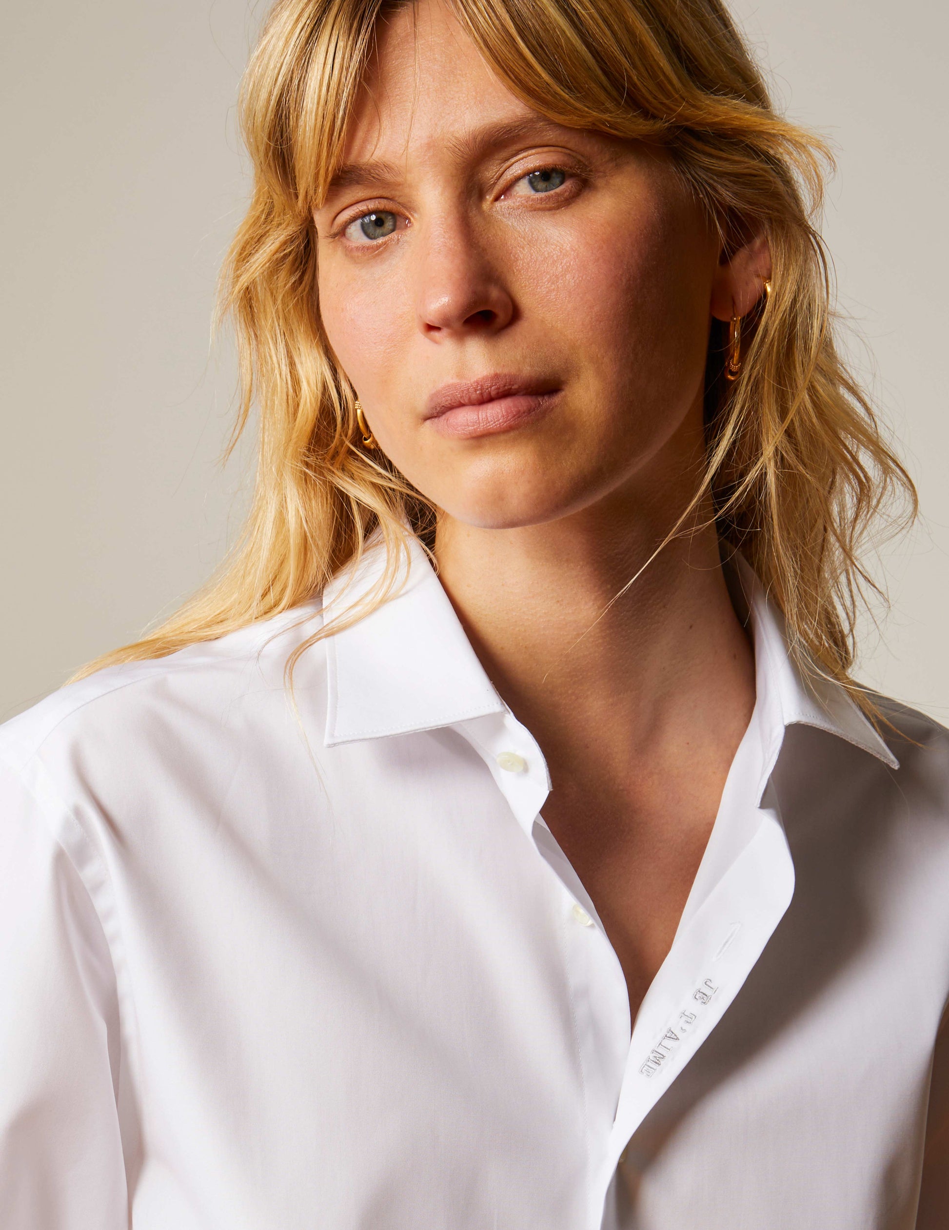 Chemise mixte "Je t'aime" blanche - Popeline - Col Figaret