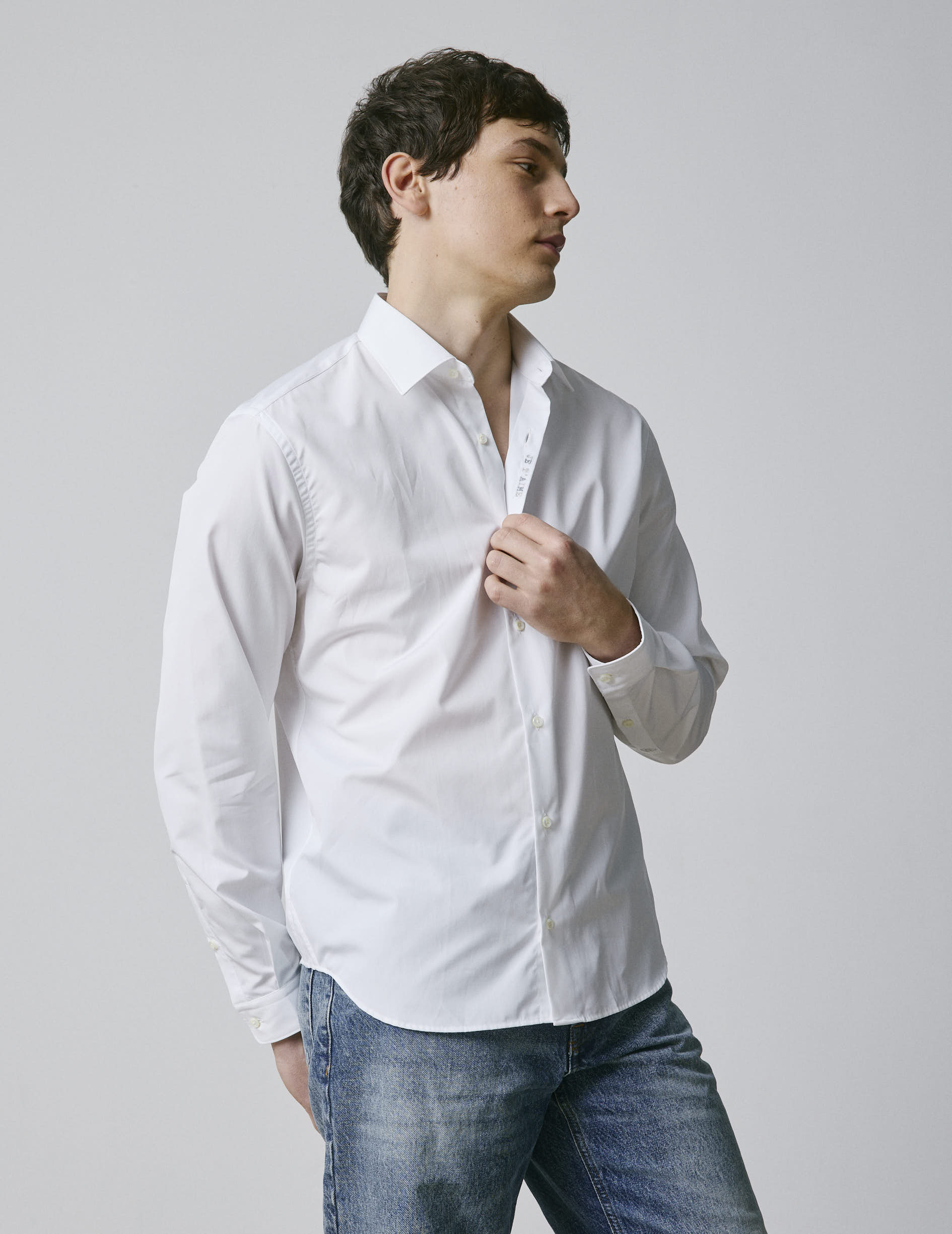 Chemise mixte "Je t'aime" blanche - Popeline - Col Figaret