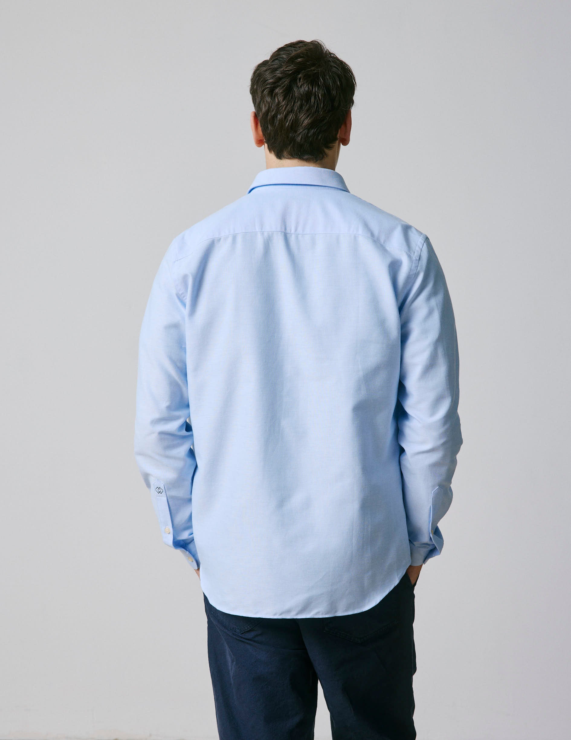 Semi-fitted blue shirt - Oxford - American Collar