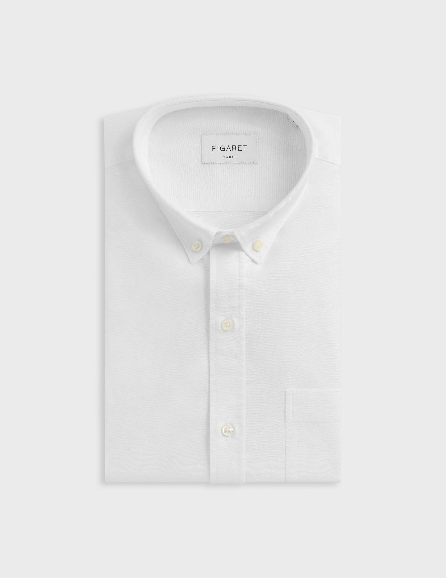 Semi-fitted white shirt - Oxford - American Collar