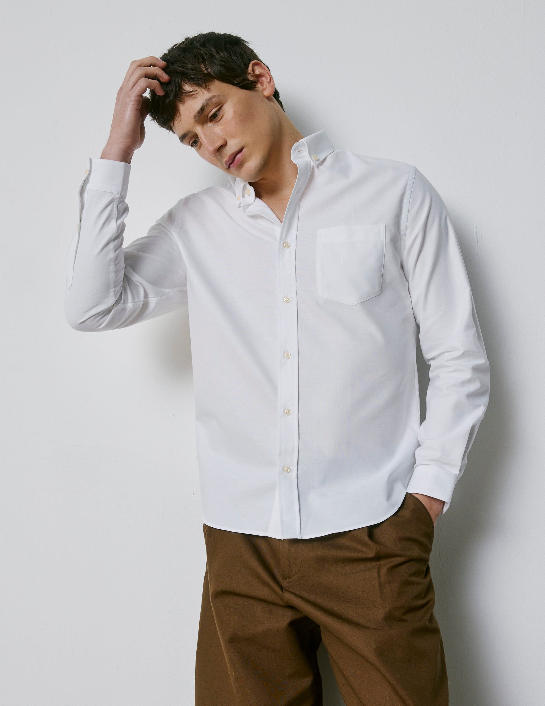 Chemise élégante à manches longues pour homme blanche-noire Bolf 5722-1 BLANC/NOIR