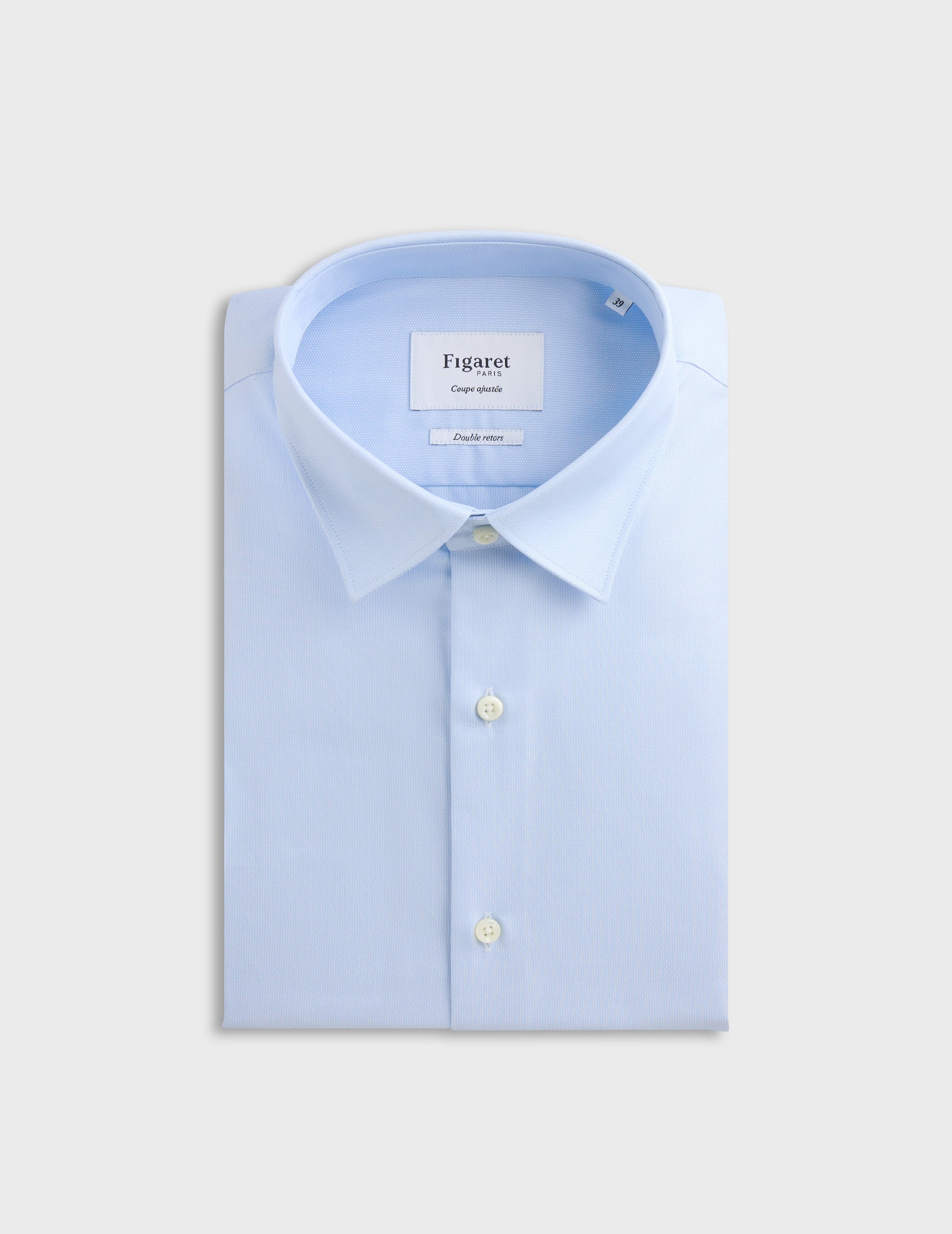 Chemise Ajustée bleue - Façonné - Col Figaret