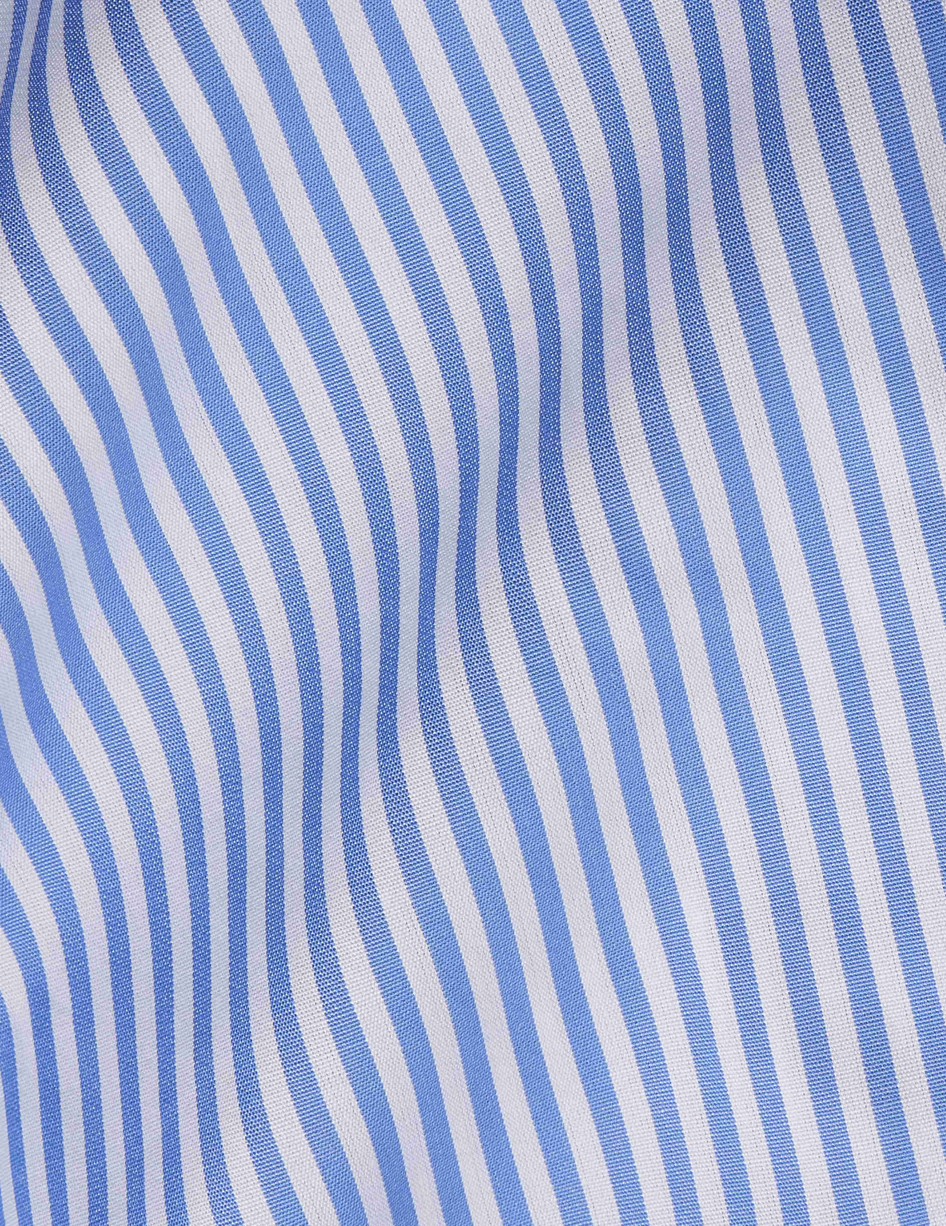 Chemise Classique rayée bleue - Popeline - Col Figaret