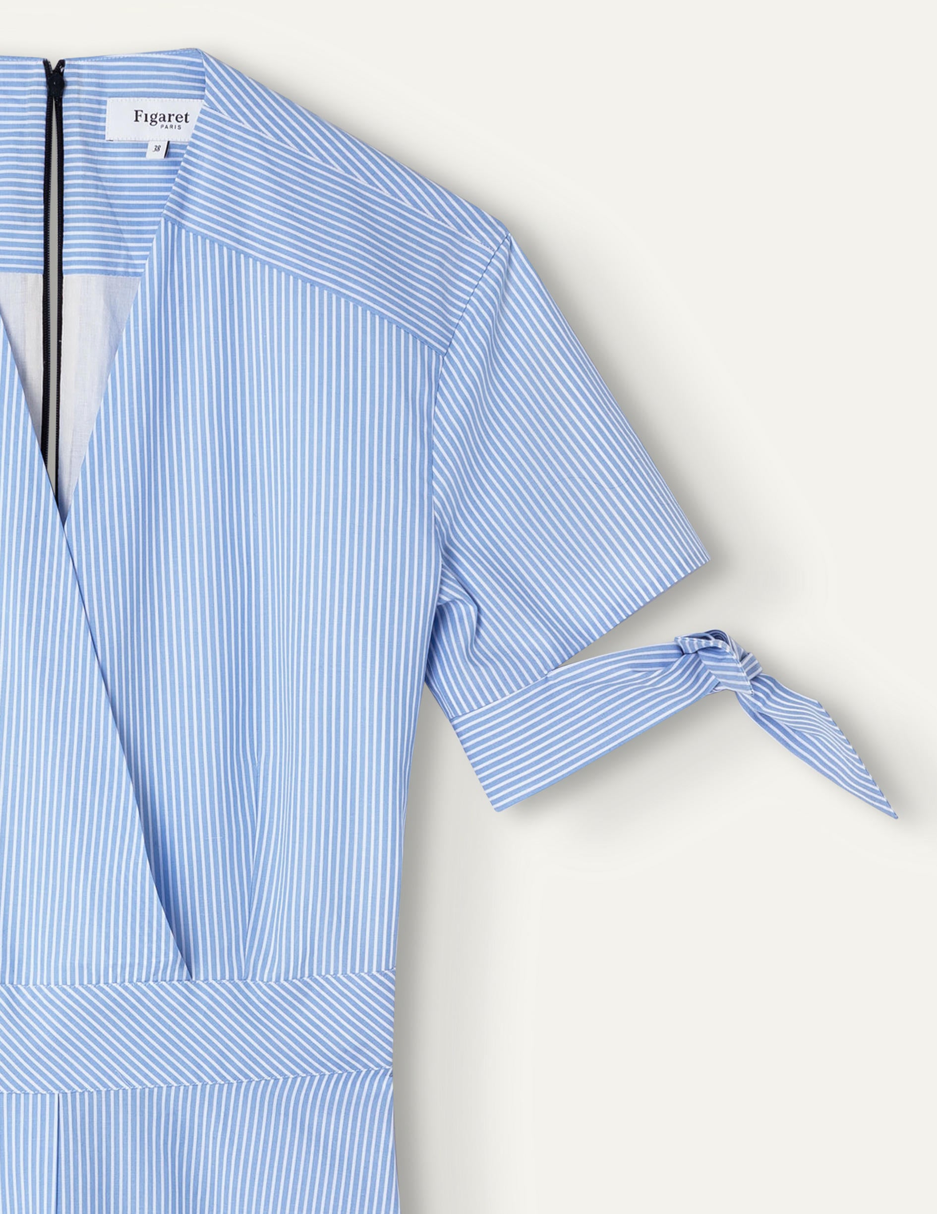 Bess dress in blue striped poplin - Poplin