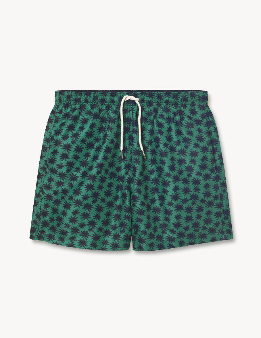 Brieuc green swimsuit with palm tree patterns