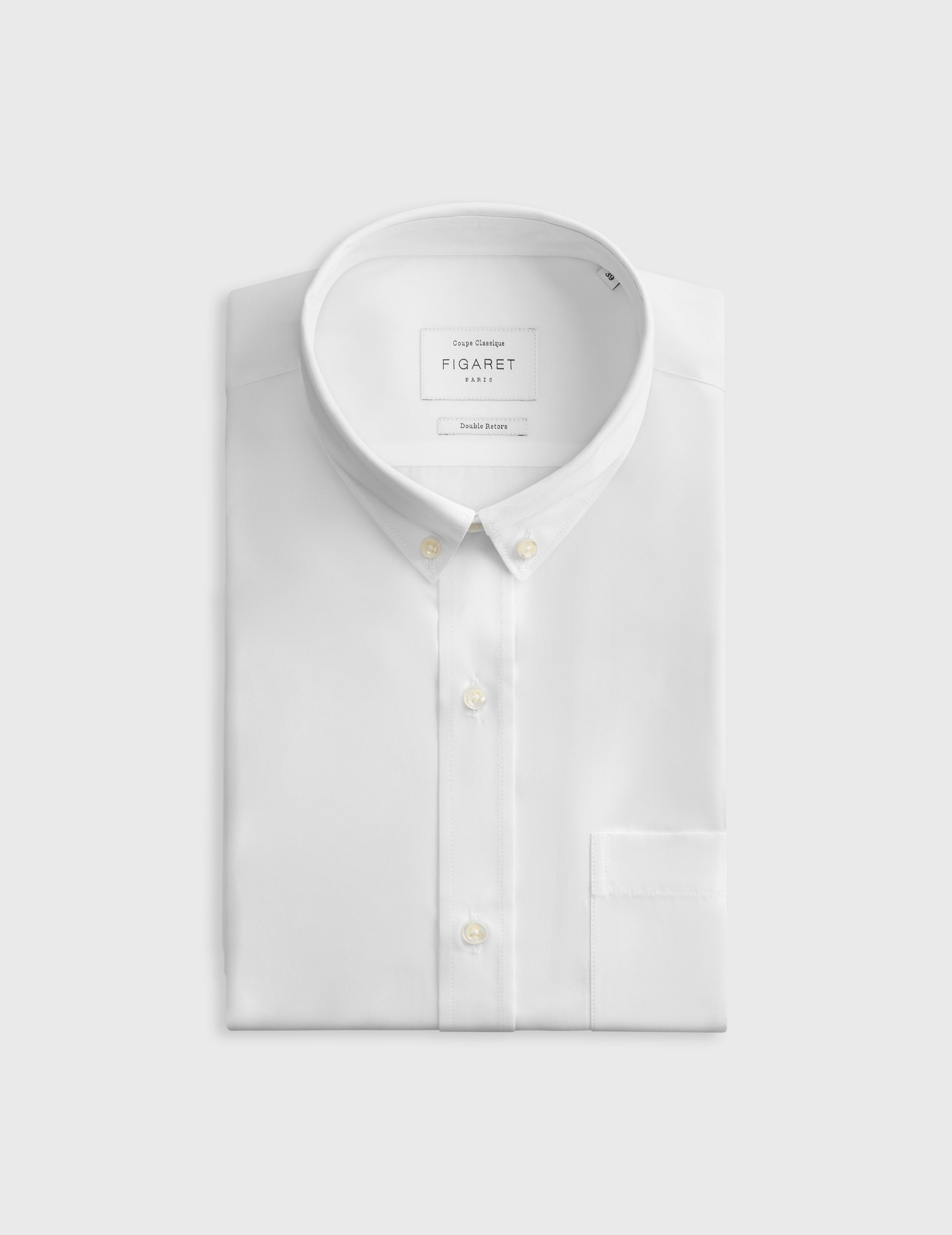 Chemise Classique manches courtes blanche - Popeline - Col Américain