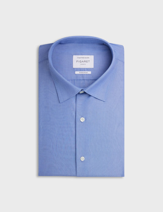 Chemise Semi-ajustée bleue - Fil-à-fil - Col Figaret