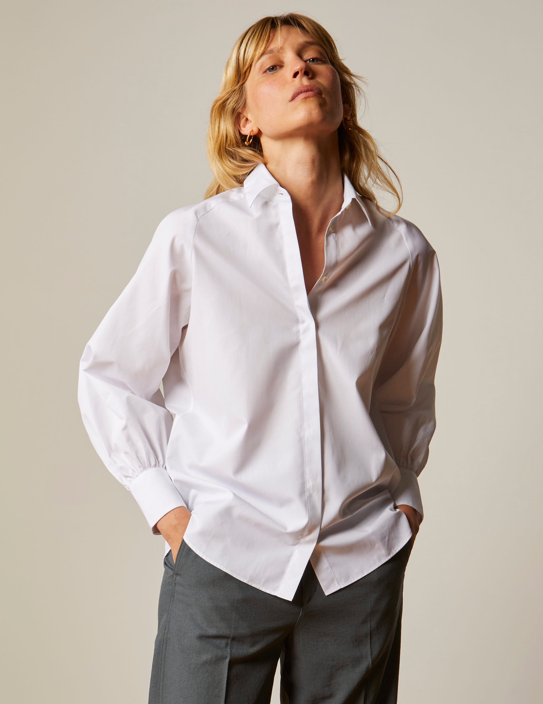 white Oversized Cassie Shirt - Poplin