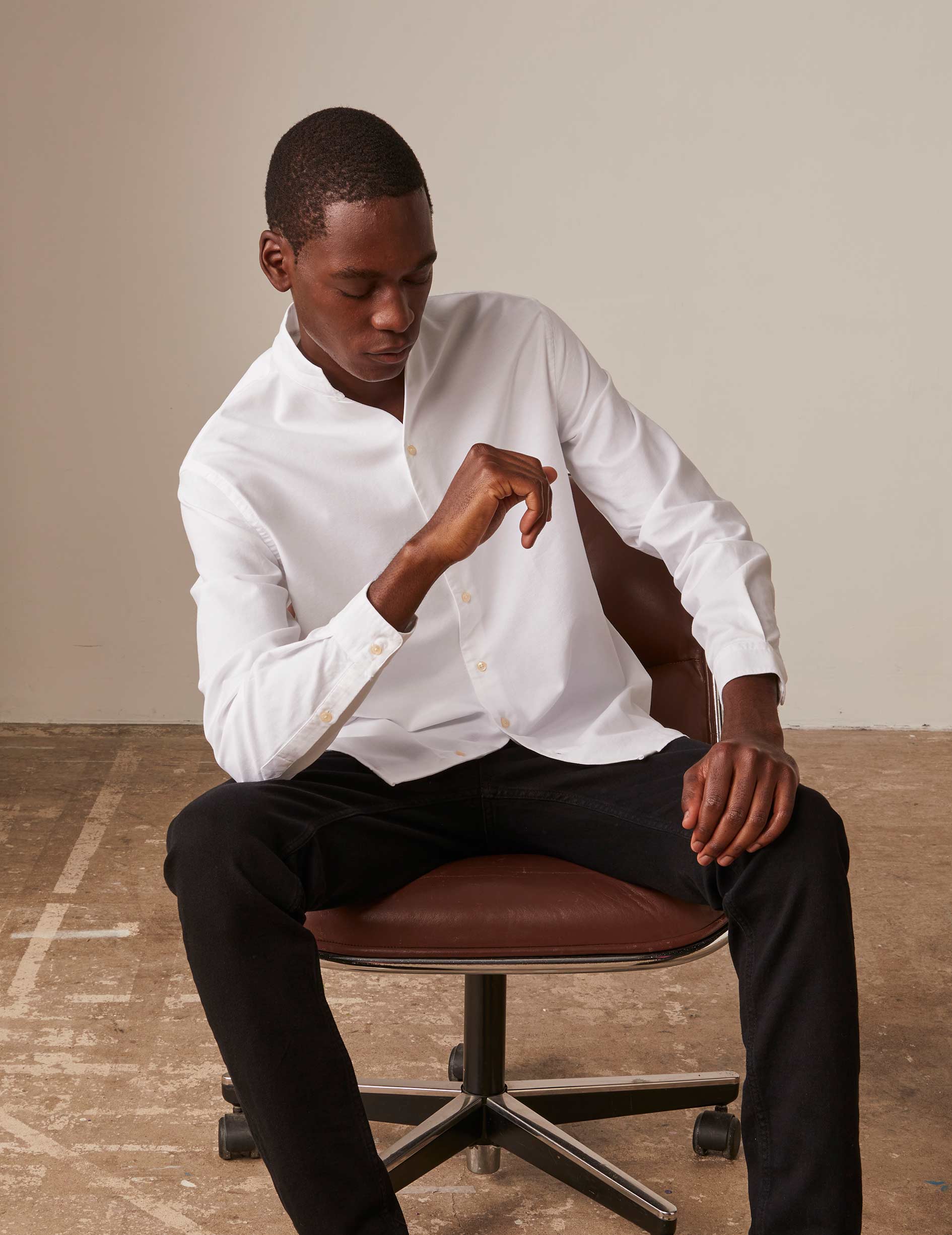 Chemise Carl blanche - Oxford - Col Droit ouvert