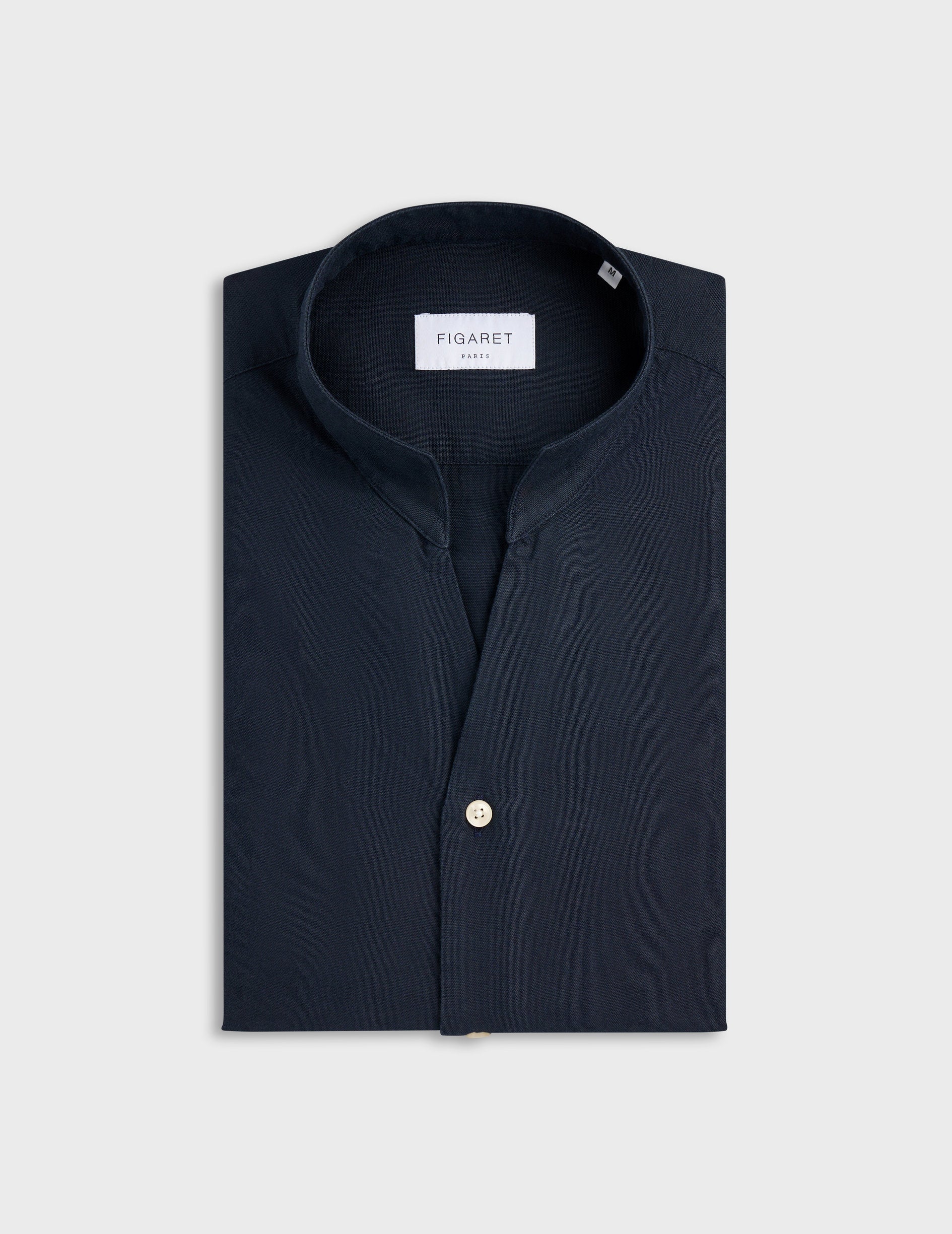 Chemise Carl bleu marine - Oxford - Col Droit ouvert