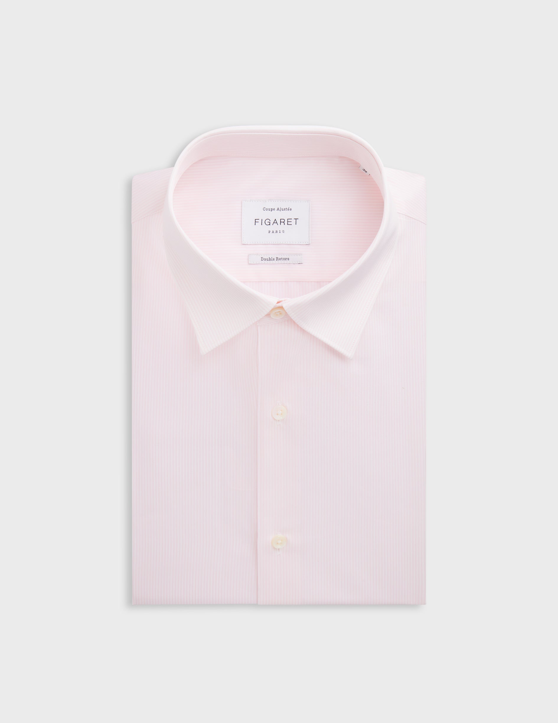Chemise Ajustée rayée rose - Popeline - Col Figaret