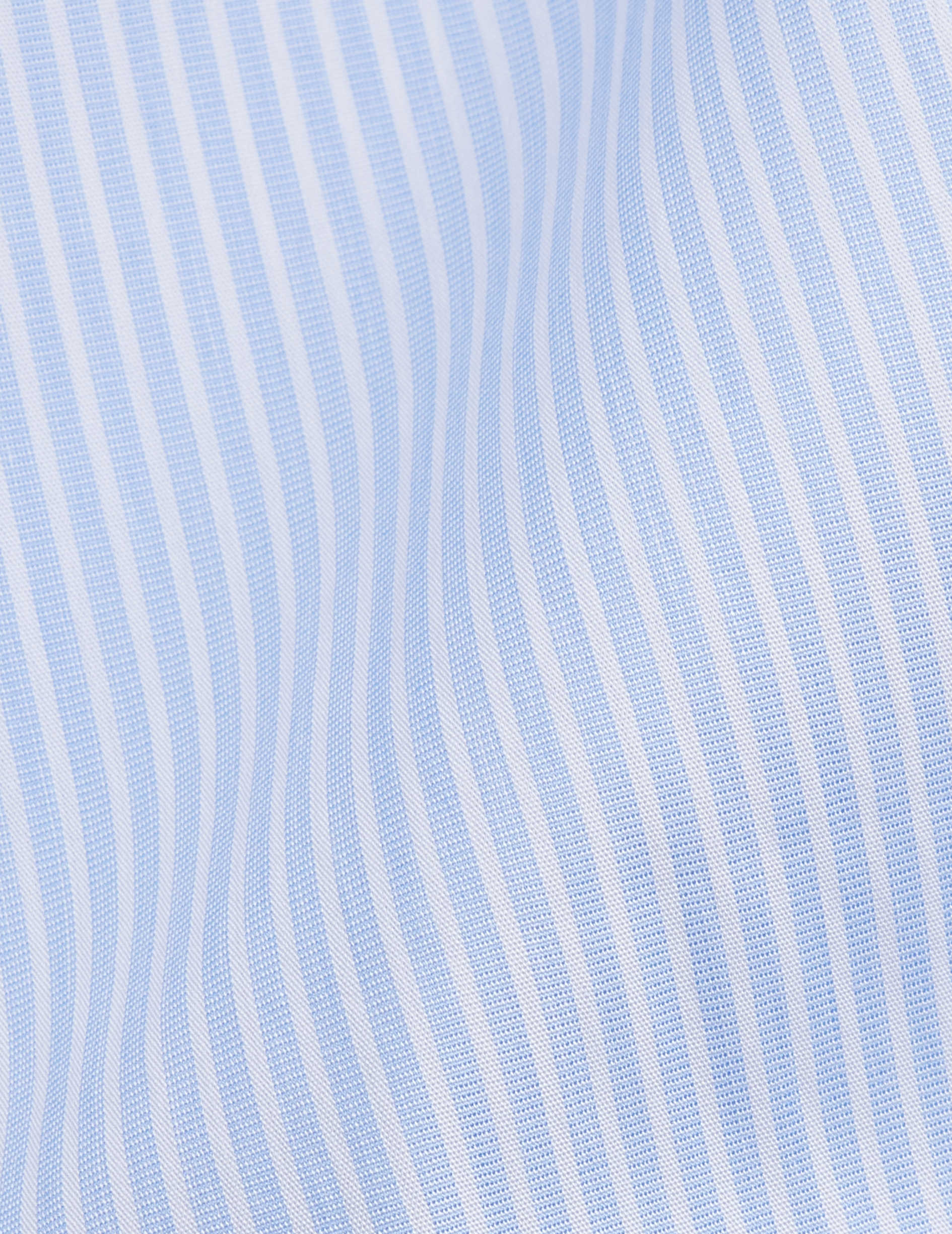 Chemise Ajustée stretch rayée bleue - Popeline - Col Figaret