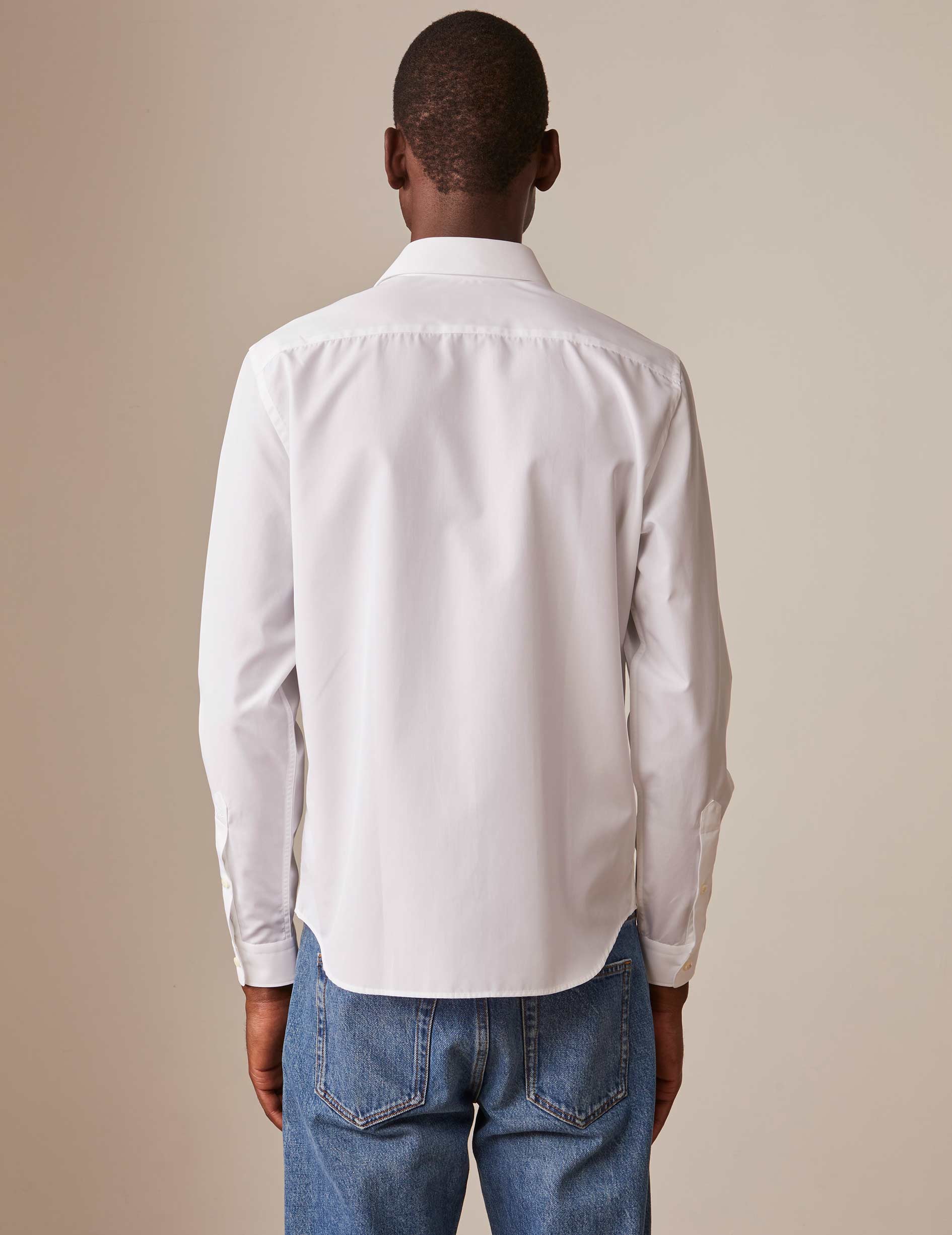 White "Je t'aime" shirt with gold embroidery - Poplin - Figaret Collar