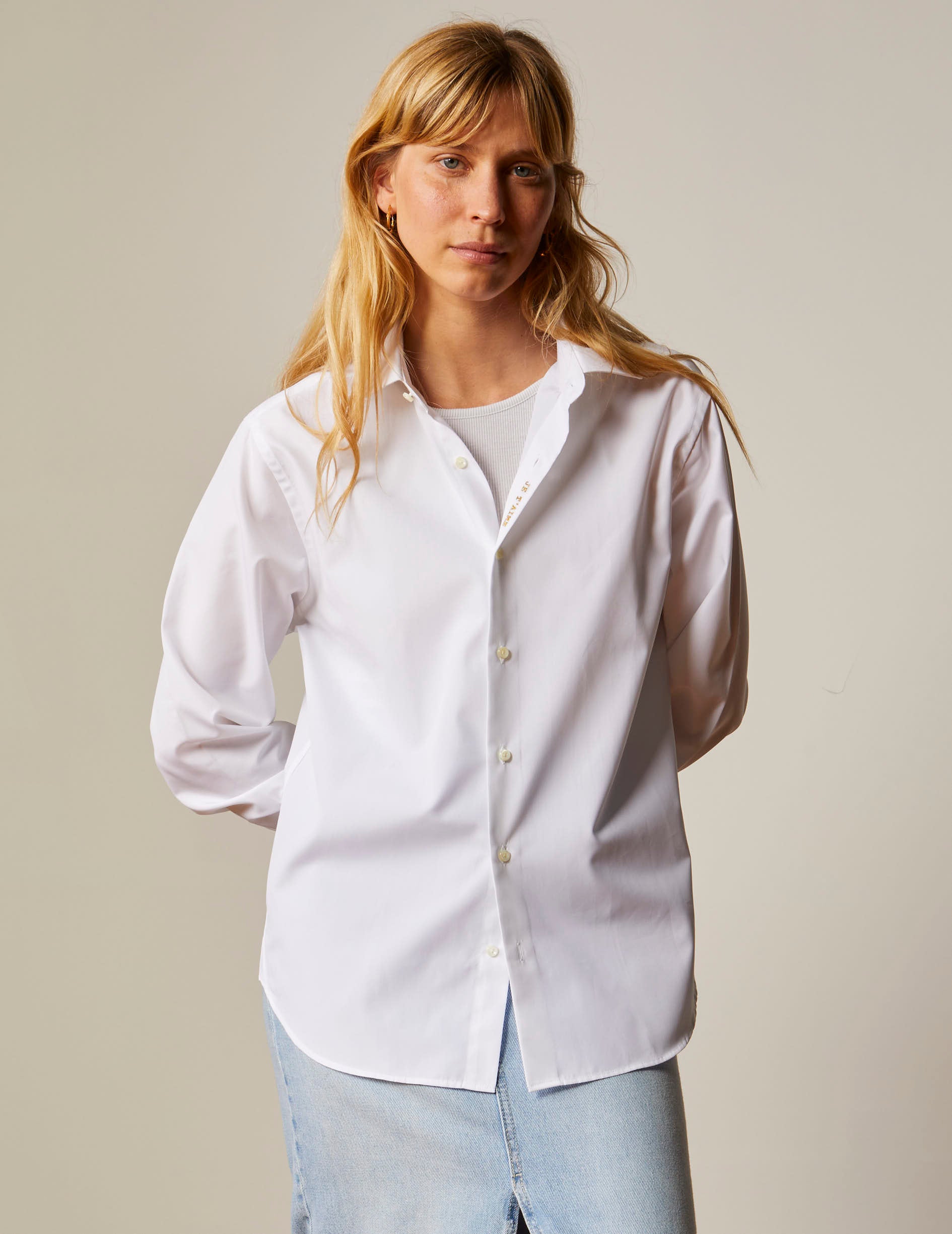Chemise mixte "Je t'aime" blanche - Popeline - Col Figaret