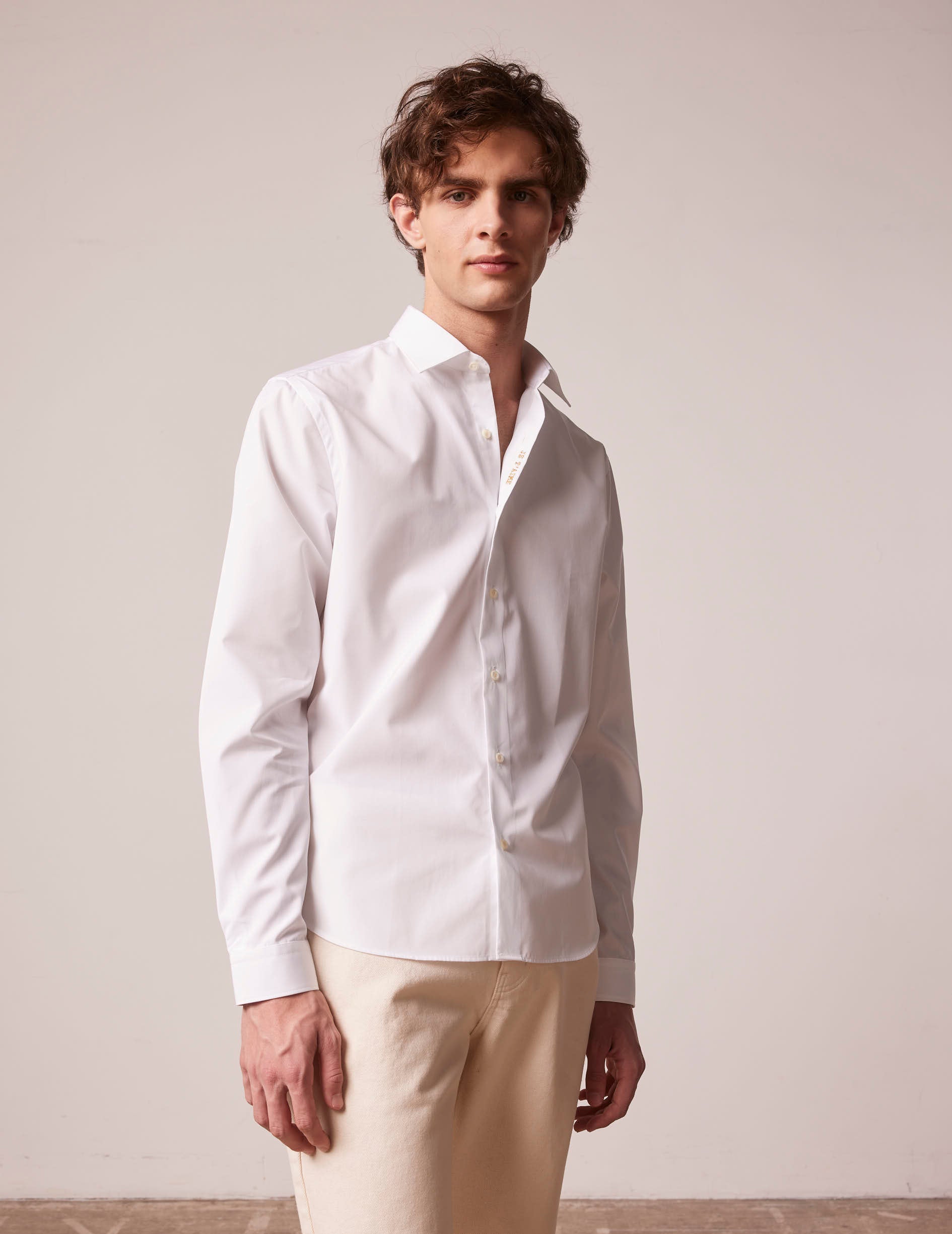 Chemise mixte "Je t'aime" blanche - Popeline - Col Figaret