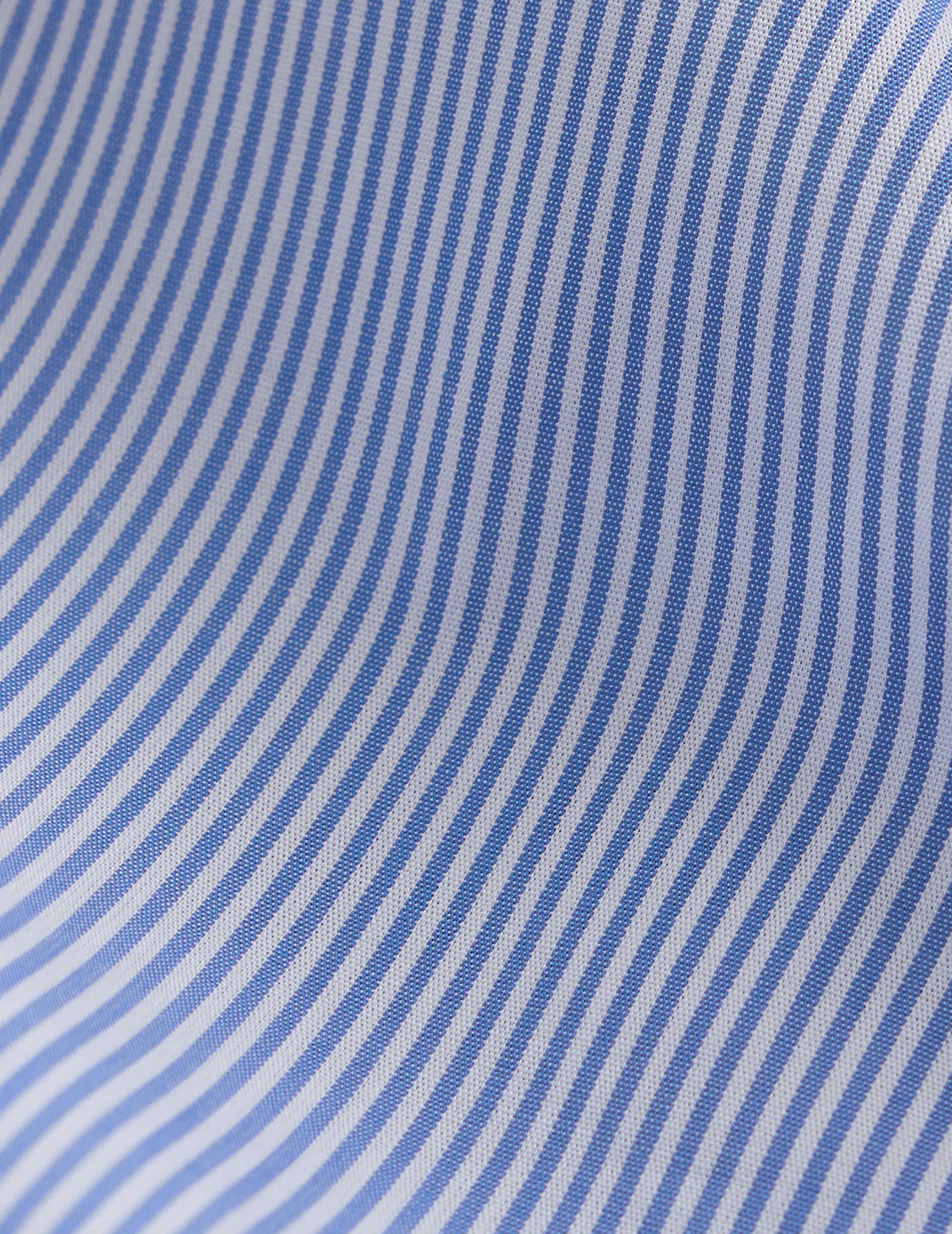 Chemise Semi-ajustée rayée bleue - Popeline - Col Américain