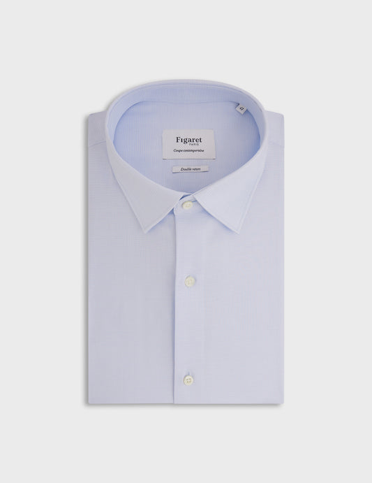 Semi-fitted blue shirt - Shaped - Figaret Collar - French Cuffs