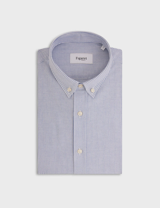 Blue striped Gaspard shirt - Oxford - American Collar