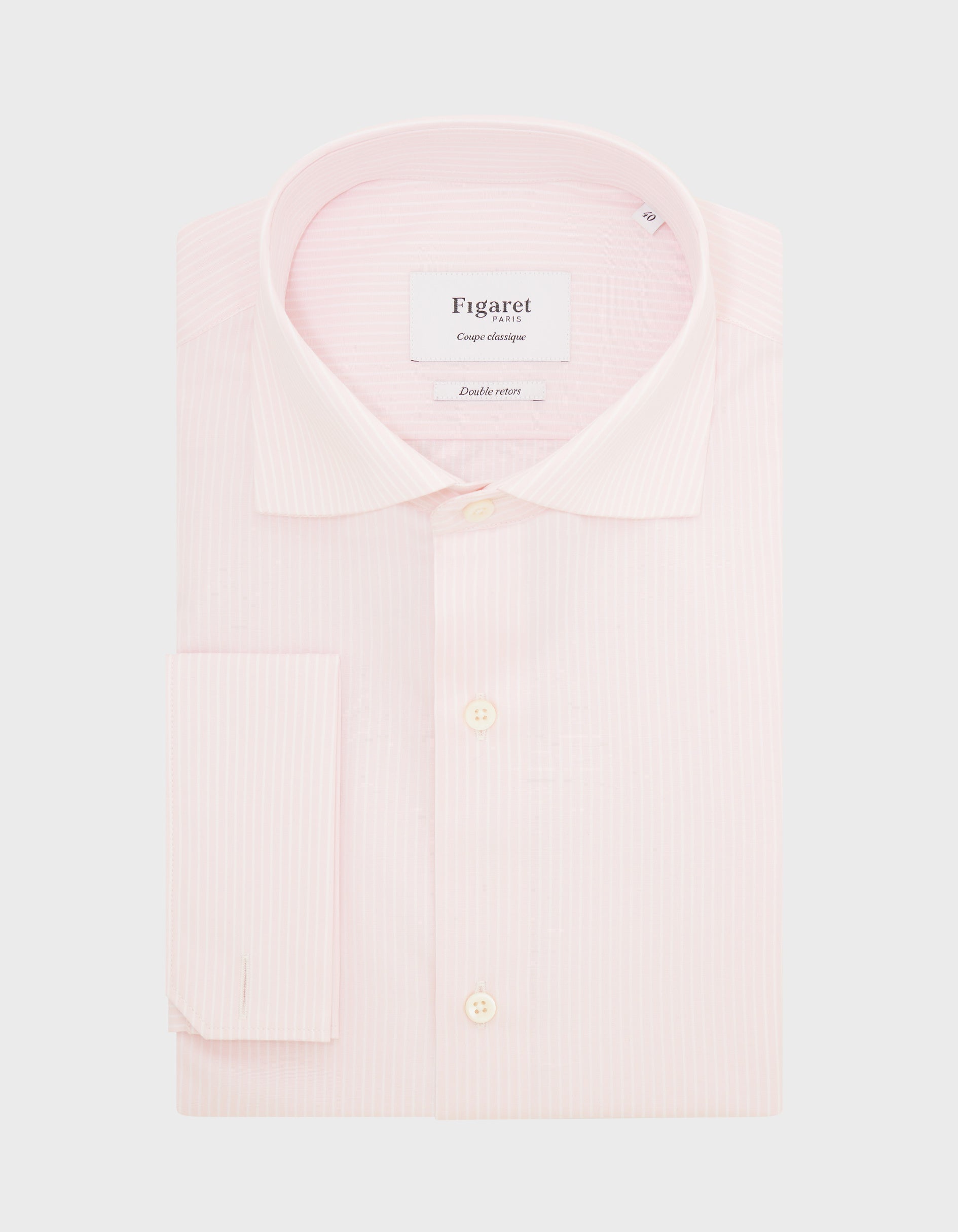Classic pink striped shirt - Poplin - Italian Collar - French Cuffs