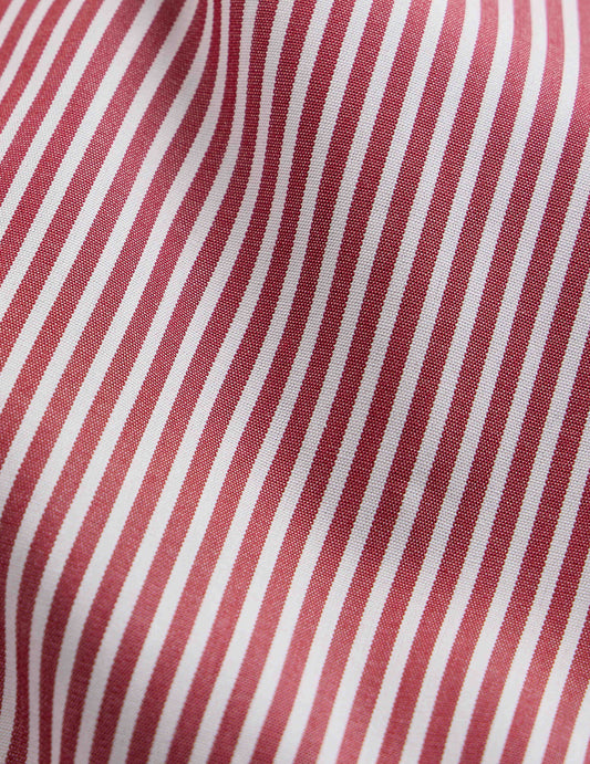 Semi-fitted burgundy striped shirt