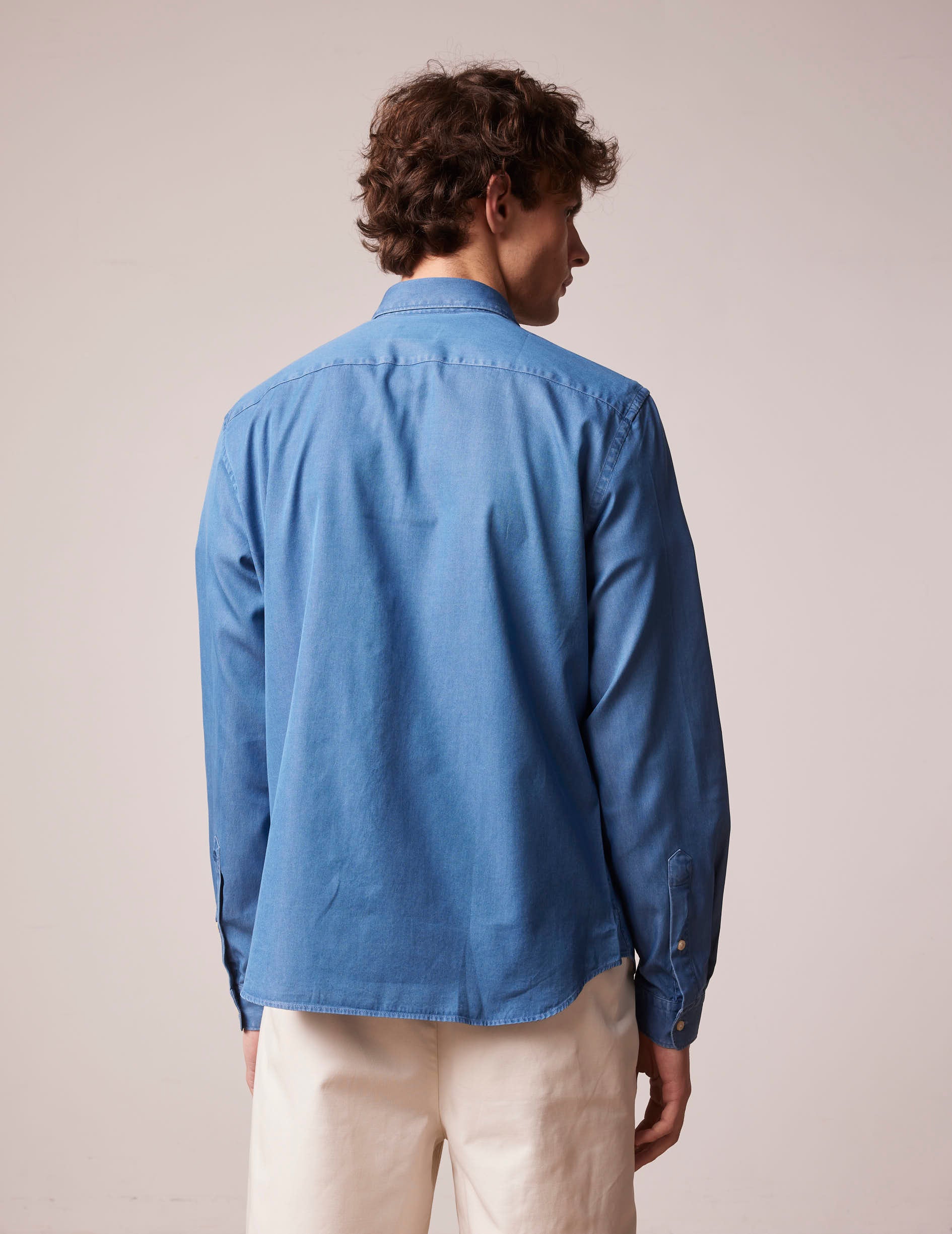 Chemise mixte "Je t'aime" en denim - Denim - Col Figaret