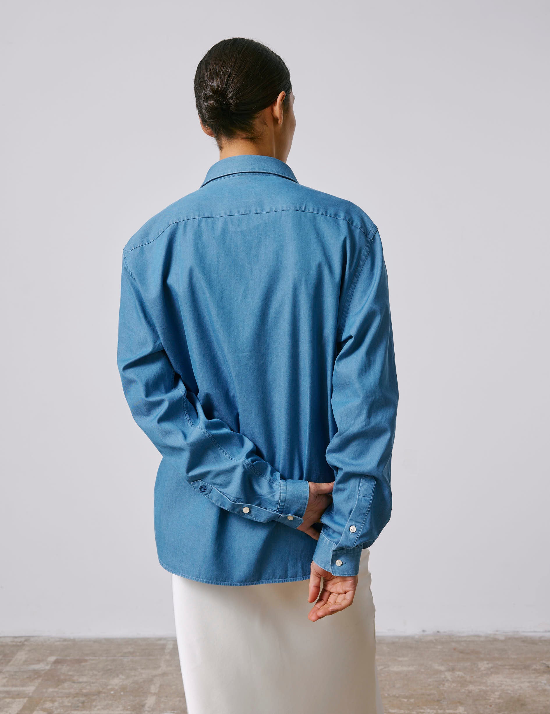 Chemise mixte "Je t'aime" en denim - Denim - Col Figaret