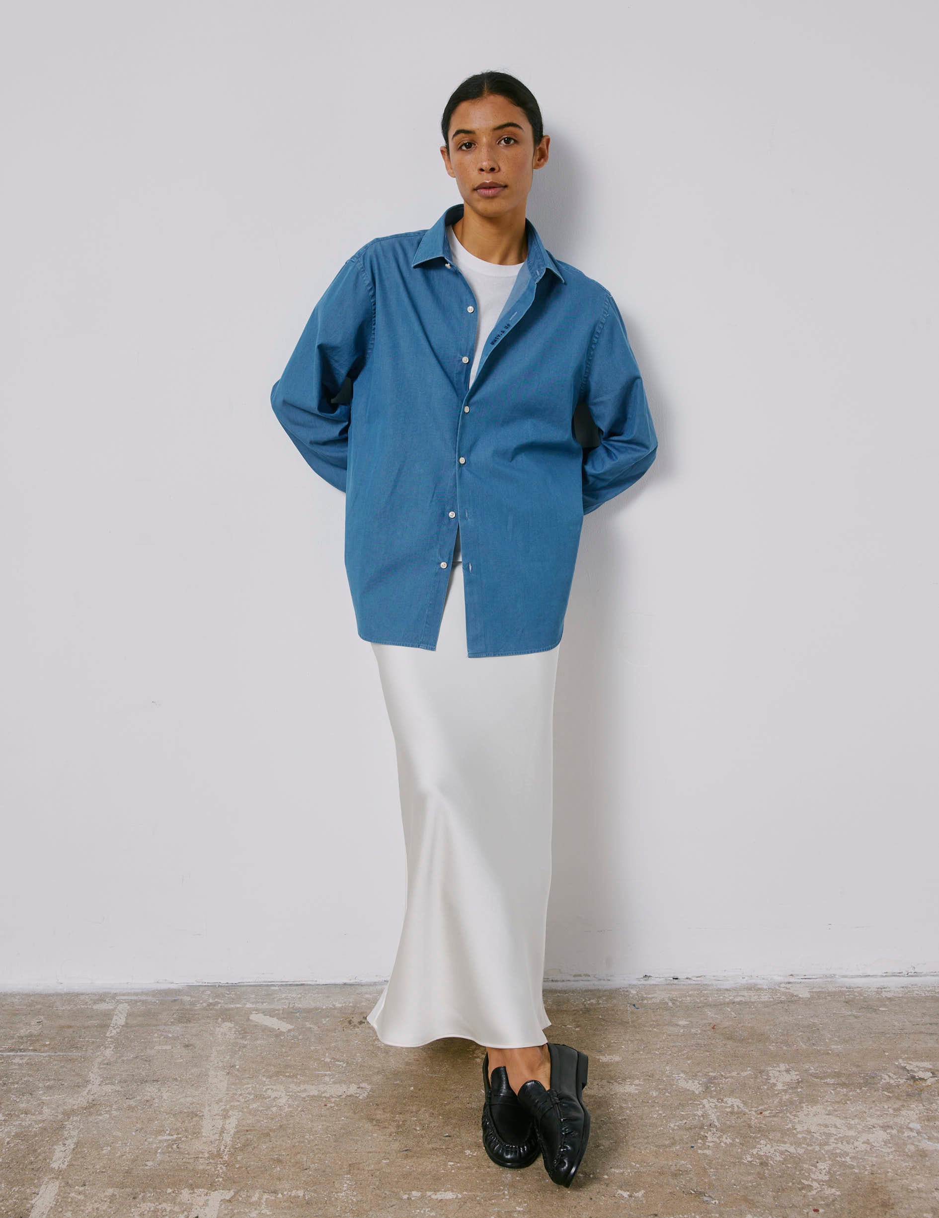 Chemise mixte "Je t'aime" en denim - Denim - Col Figaret