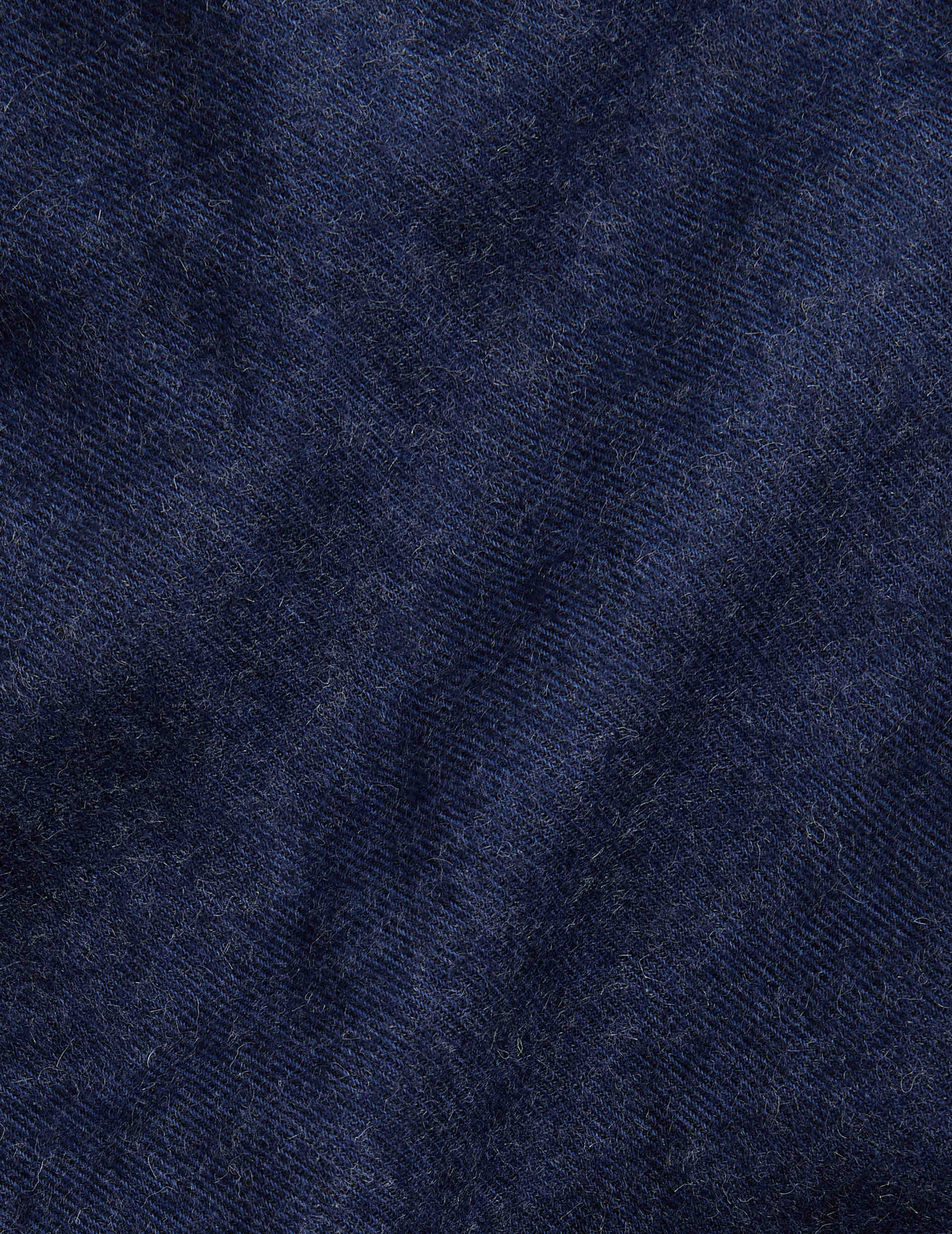 Chemise Carl en coton cachemire bleu marine - Flanelle - Col Droit ouvert