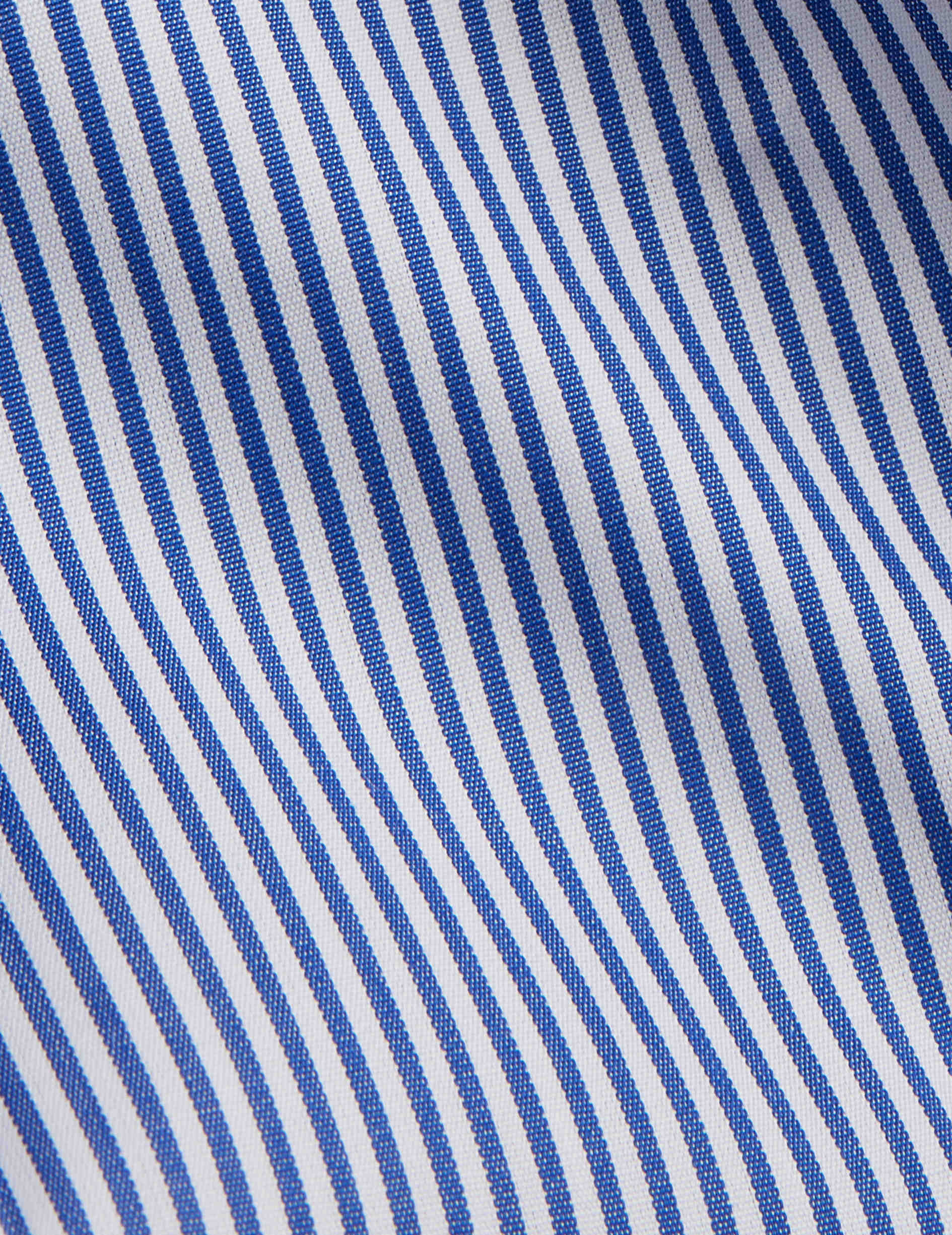 Chemise Ajustée rayée bleue - Popeline - Col Italien