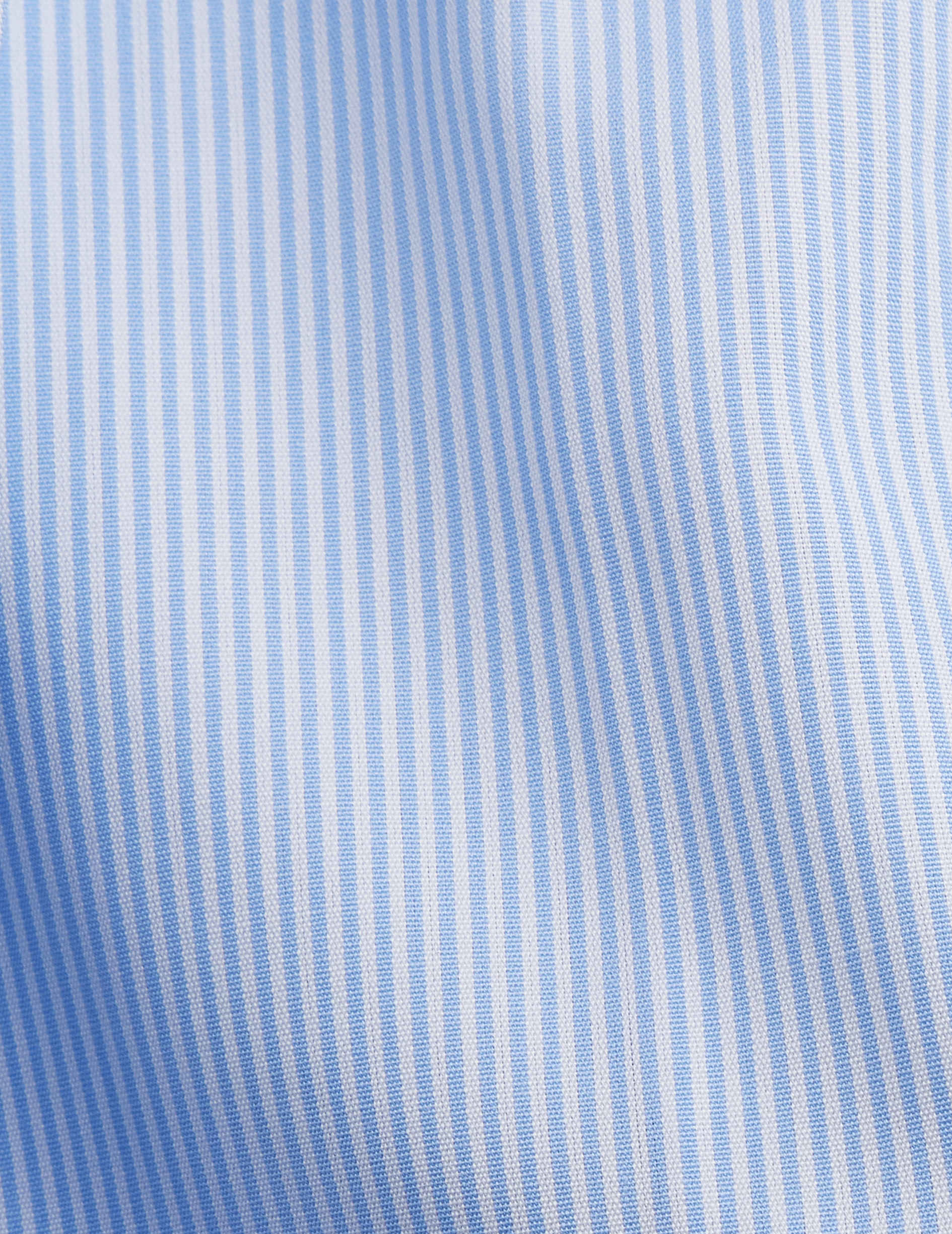 Semi-fitted striped blue shirt - Poplin - Italian Collar