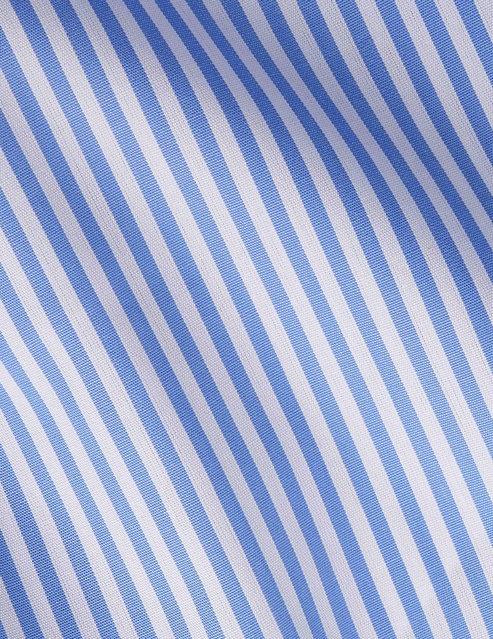 Chemise Classique rayée bleue - Popeline - Col Américain