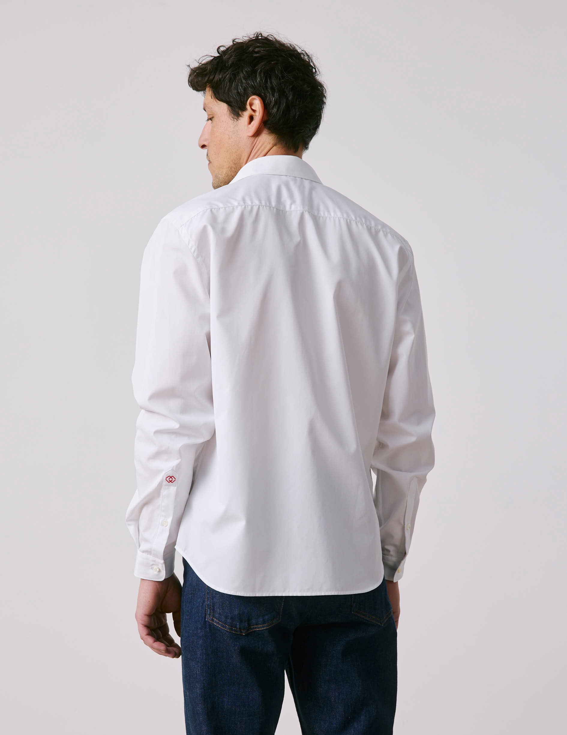 Chemise mixte "Je t'aime" blanche - Popeline - Col Figaret