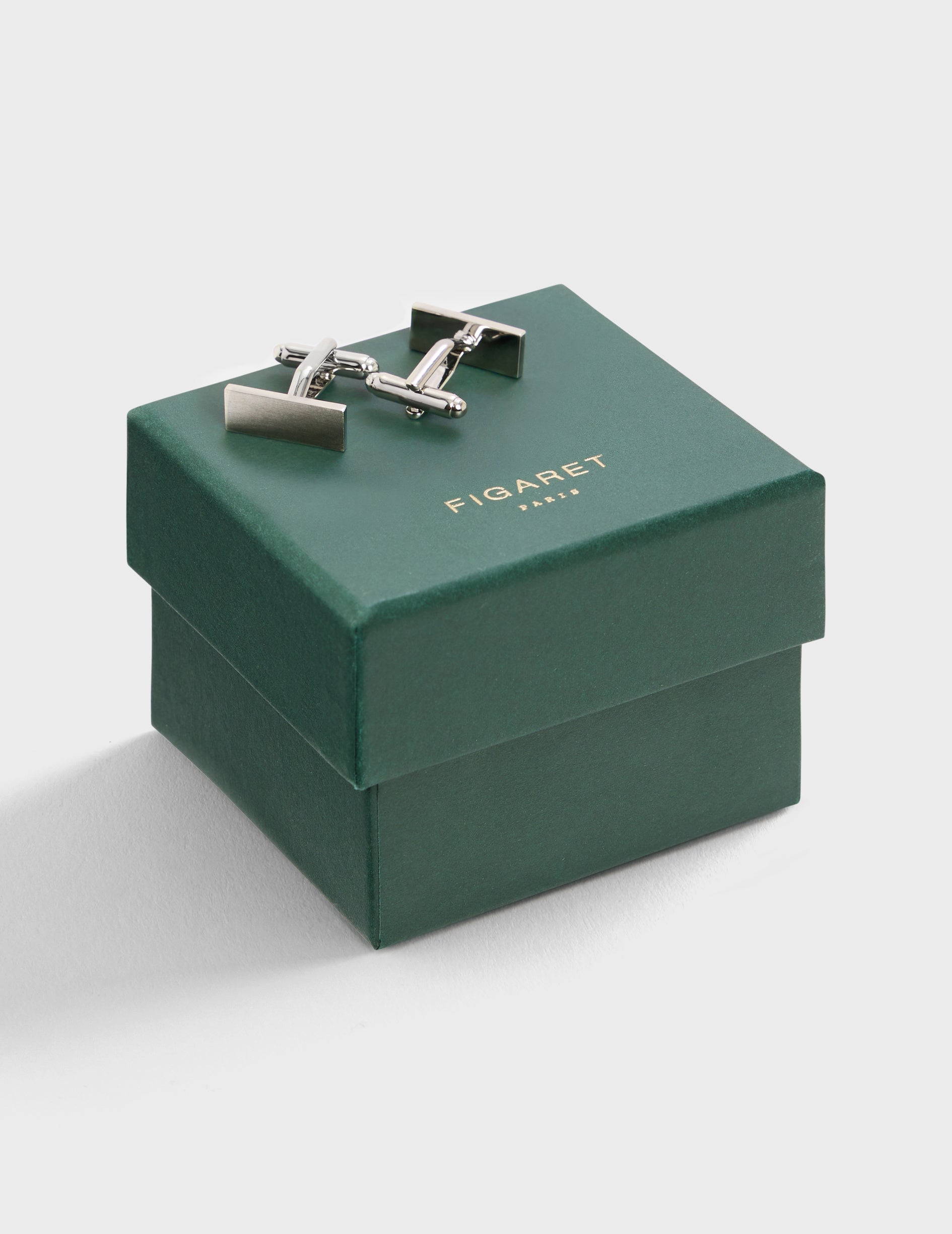 Boutons de manchette argent brossé