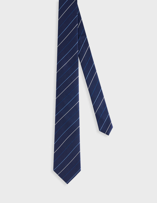 Tricolor club navy silk tie