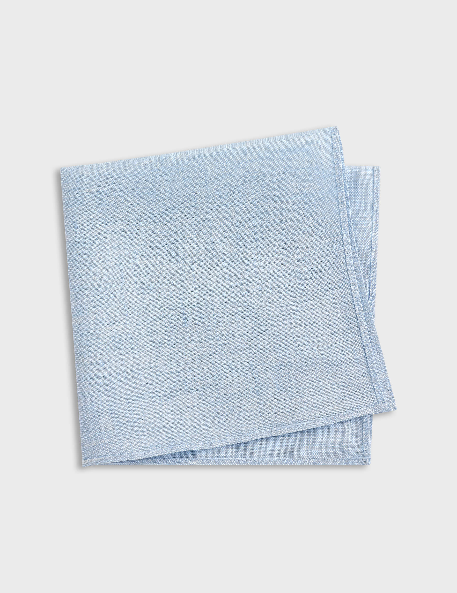 Pochette unie en lin bleu clair