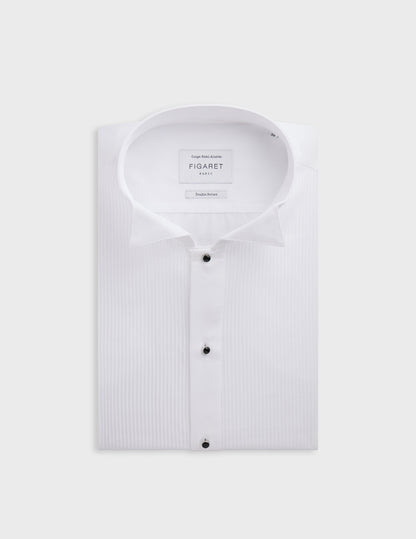 Semi-Fitted white bib shirt