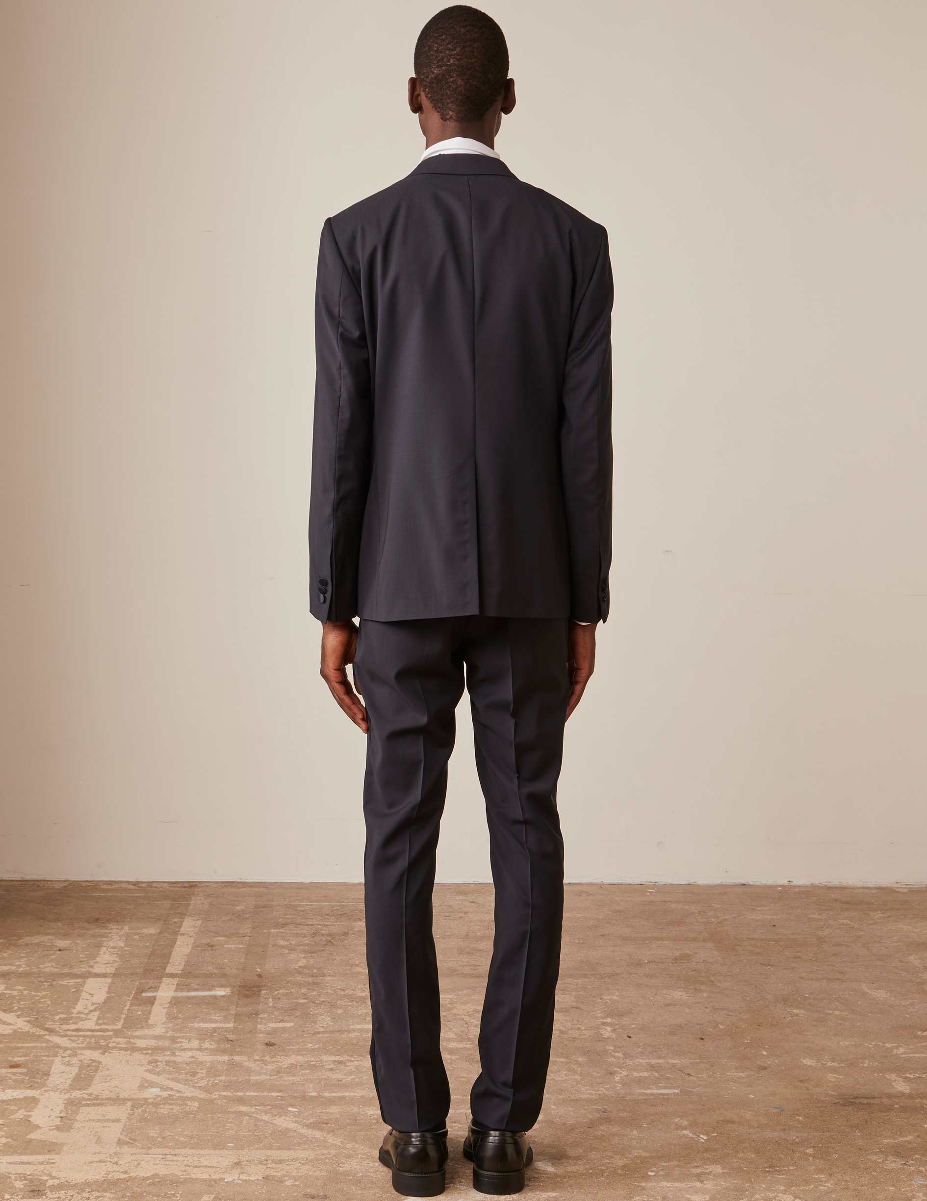 Midnight blue wool canvas Franck suit jacket