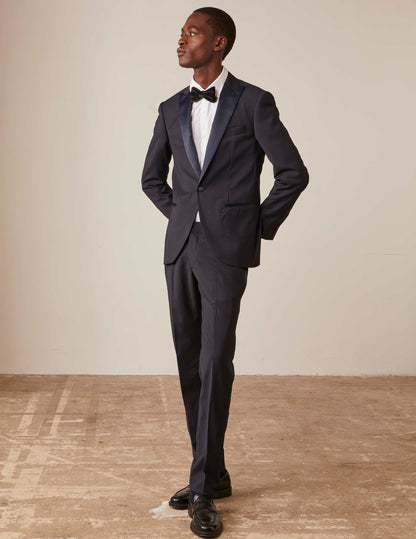 Midnight blue wool canvas Fabrice suit trousers