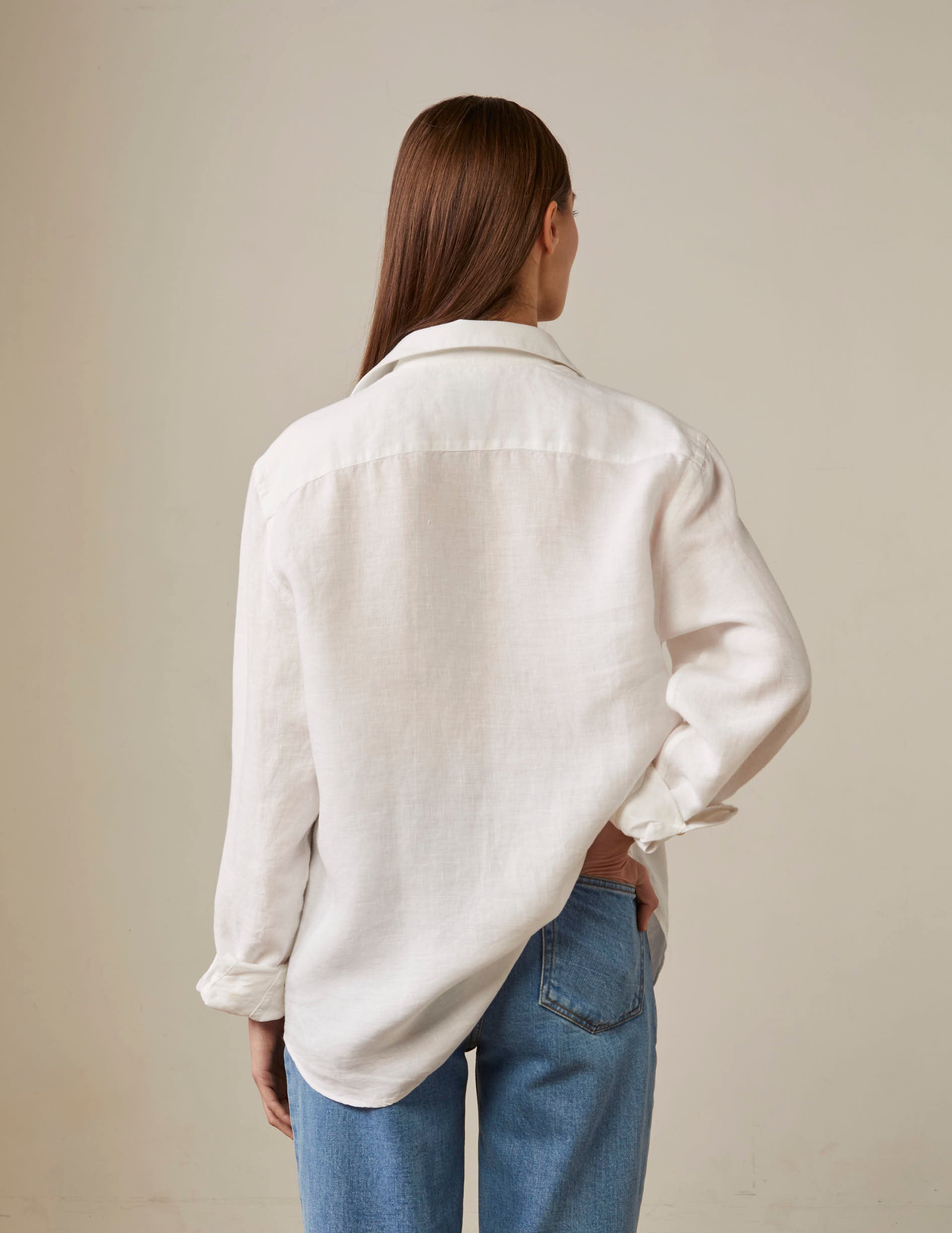 Chemise mixte "Je t'aime" en lin blanc - Lin - Col Figaret