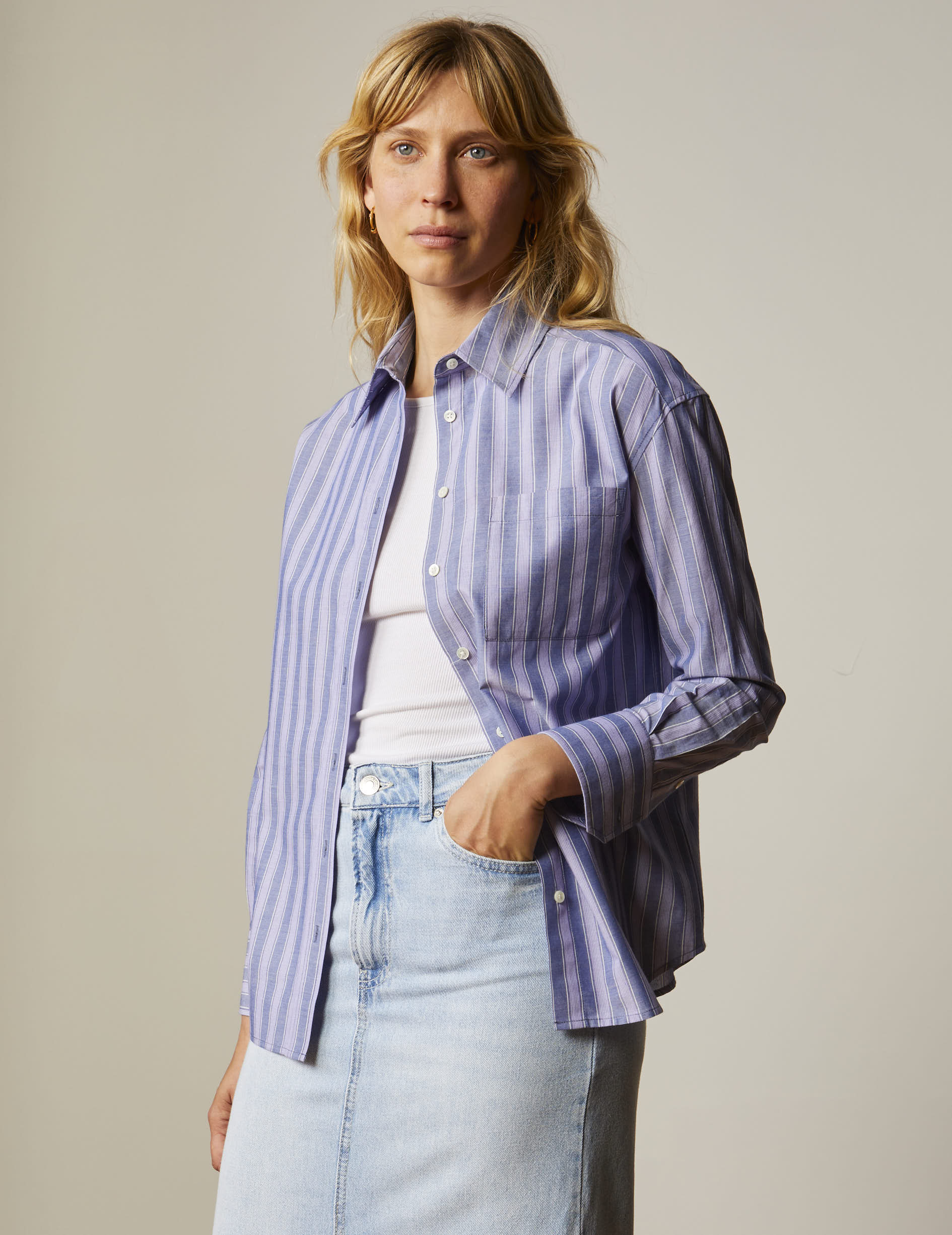 Blue striped Charlotte shirt - Poplin