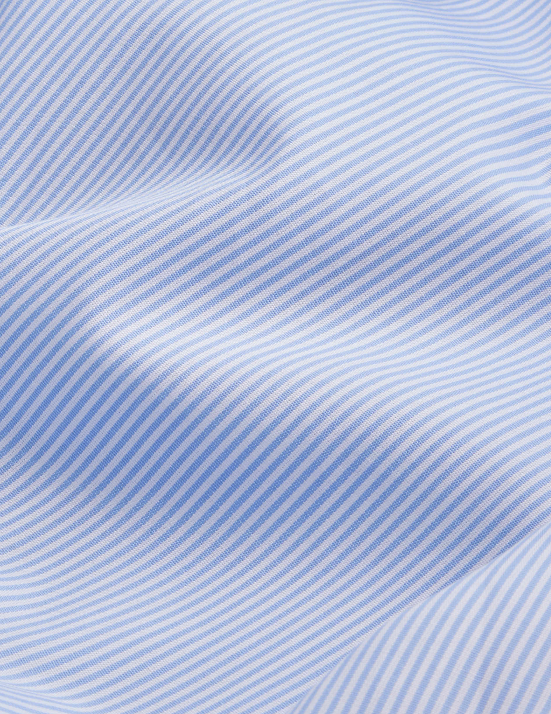 Chemise carl rayée bleue - Popeline - Col Droit ouvert