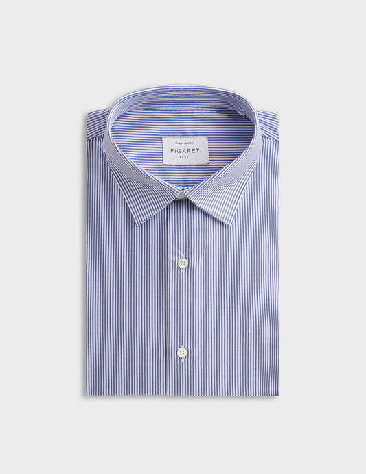 Fitted navy striped shirt - Twill - Figaret Collar - French Cuffs