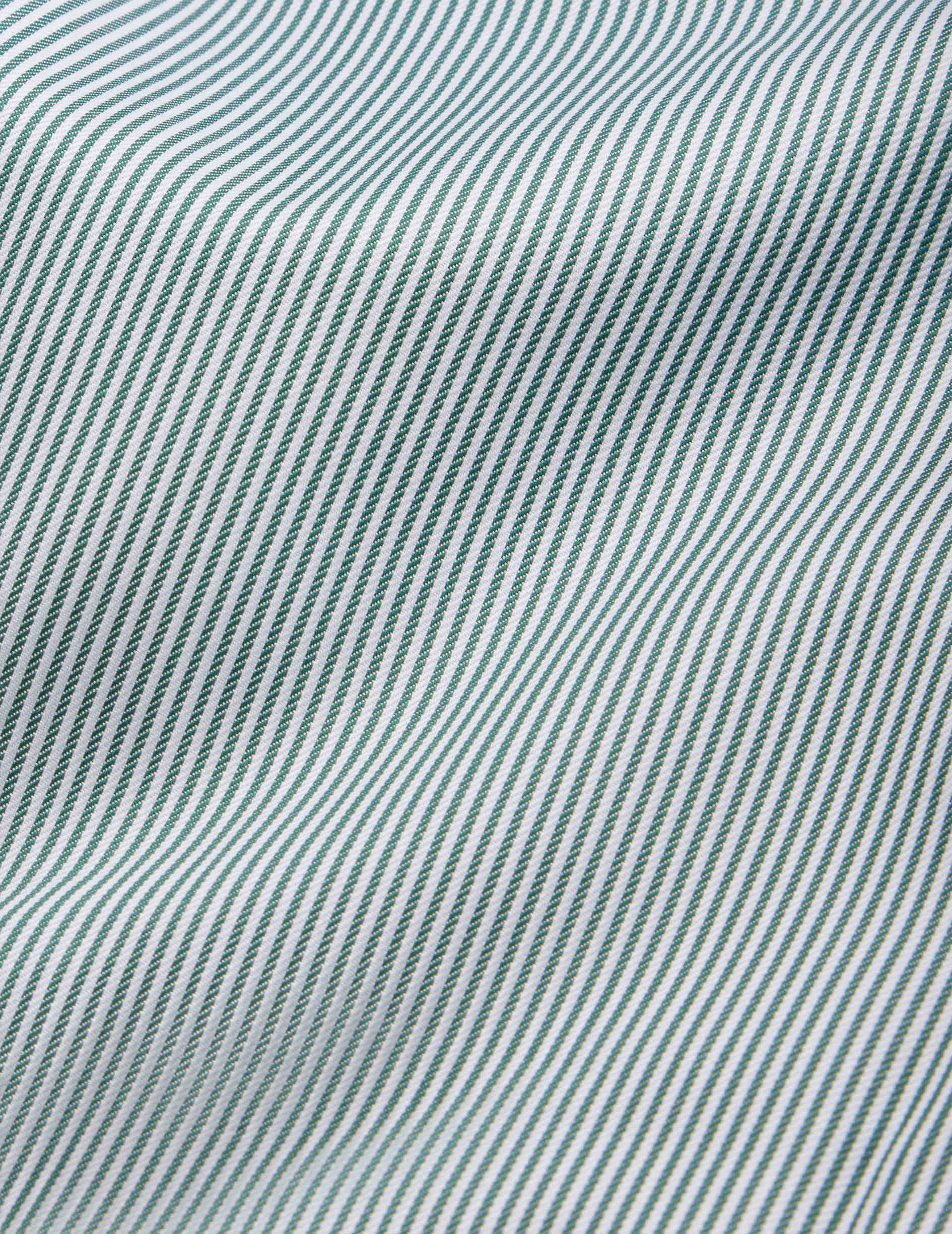 Chemise ajustée Voyage rayée verte - Twill - Col Figaret - Repassage facile