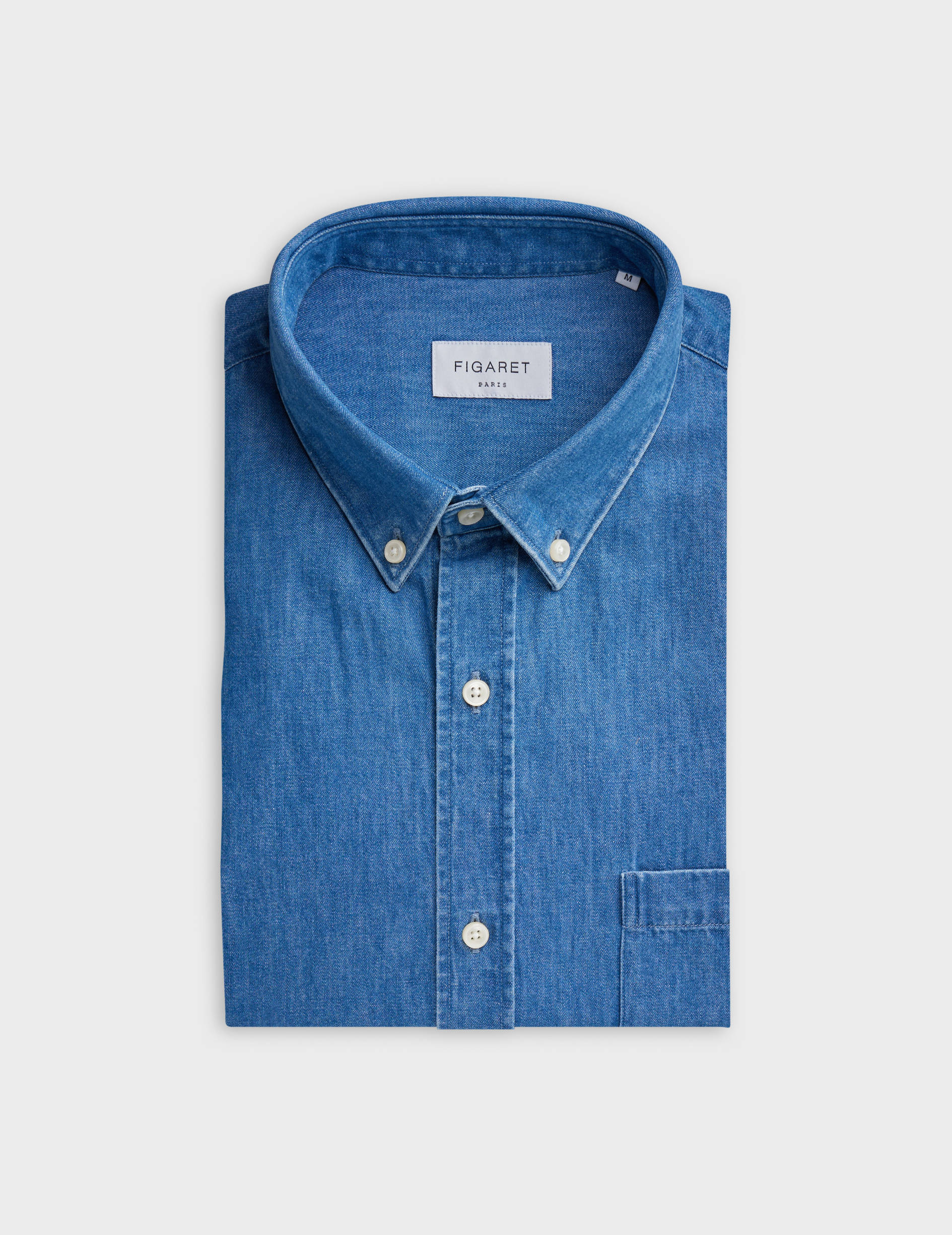 Chemise gabriel en denim bleu - Denim - Col Américain