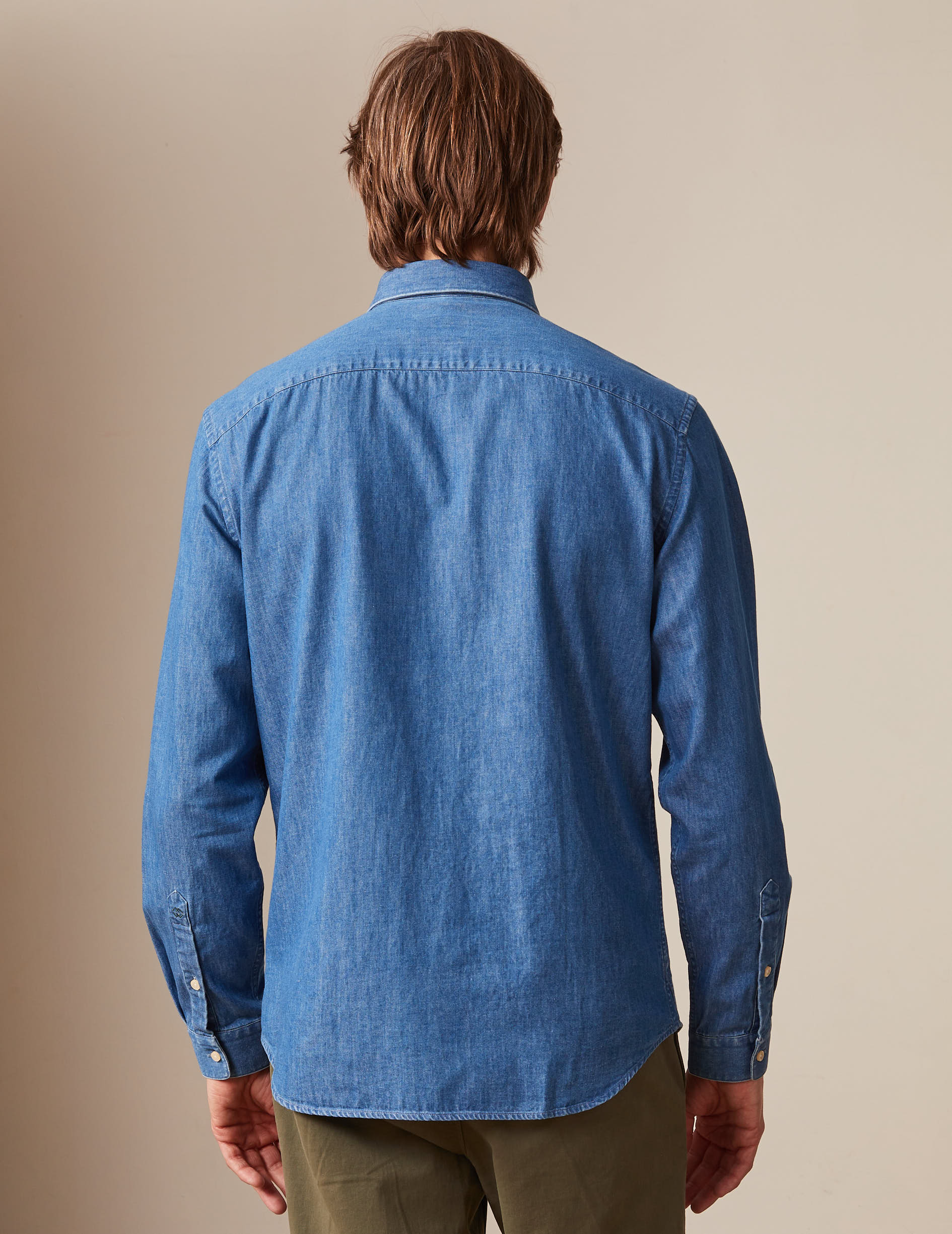 Chemise gabriel en denim bleu - Denim - Col Américain